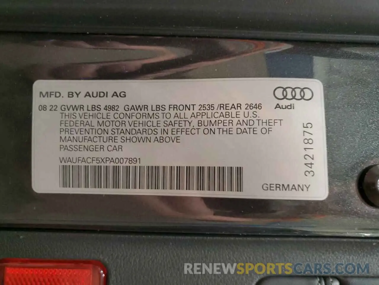 13 Photograph of a damaged car WAUFACF5XPA007891 AUDI A5 2023