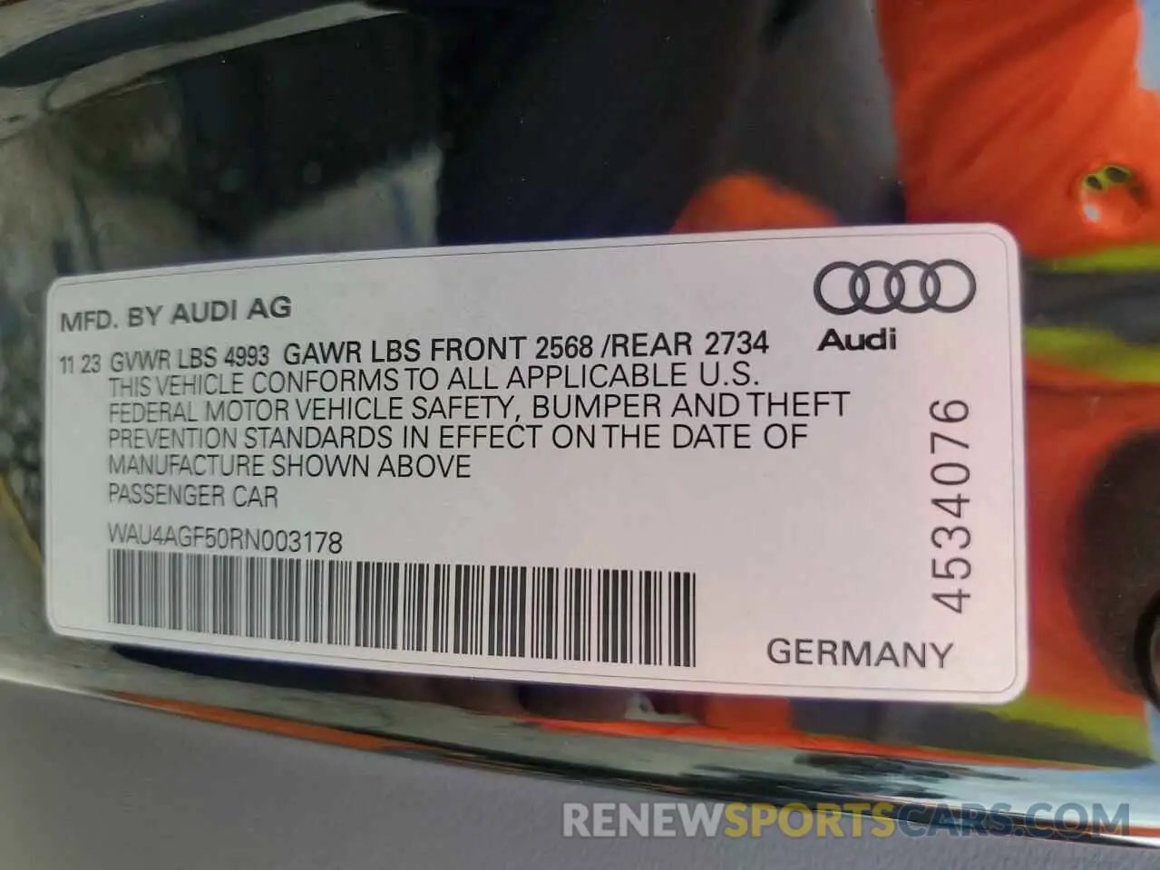 13 Photograph of a damaged car WAU4AGF50RN003178 AUDI A5 2024