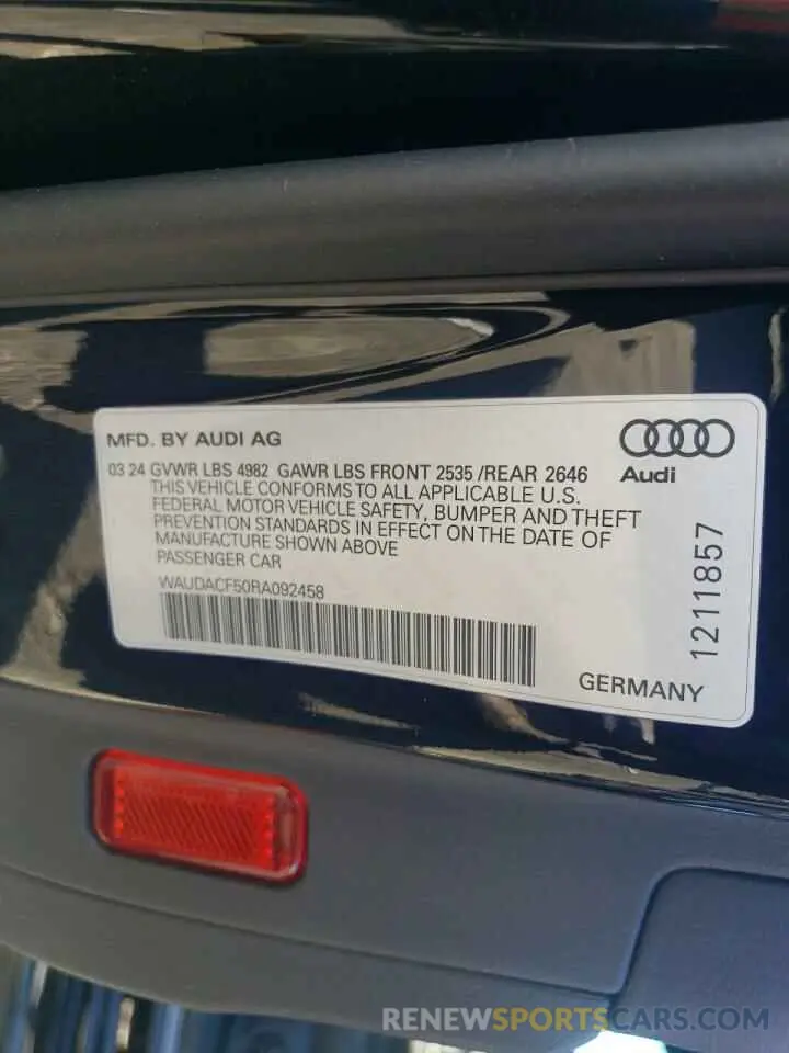 14 Photograph of a damaged car WAUDACF50RA092458 AUDI A5 2024