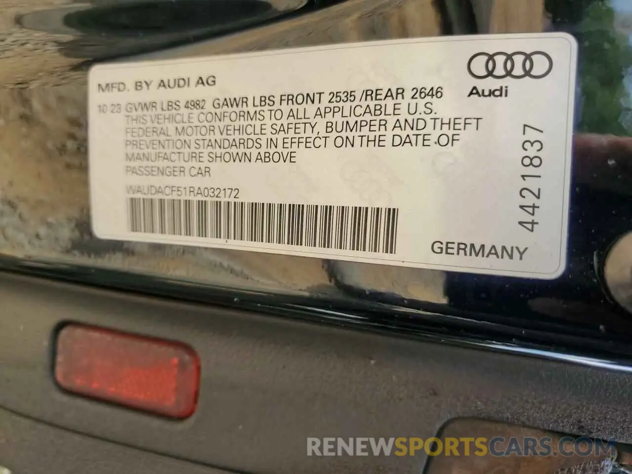 12 Photograph of a damaged car WAUDACF51RA032172 AUDI A5 2024