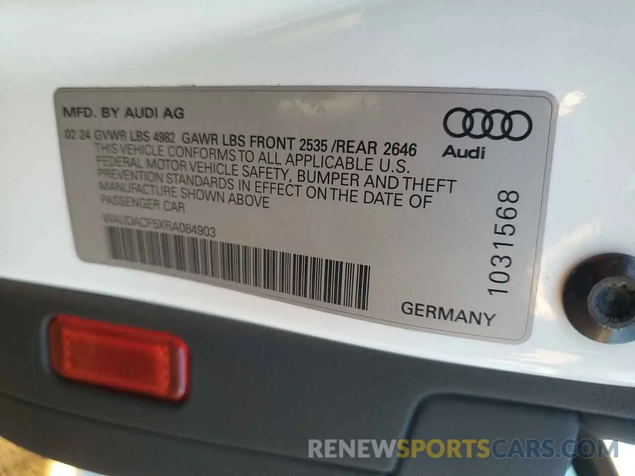 12 Photograph of a damaged car WAUDACF5XRA084903 AUDI A5 2024