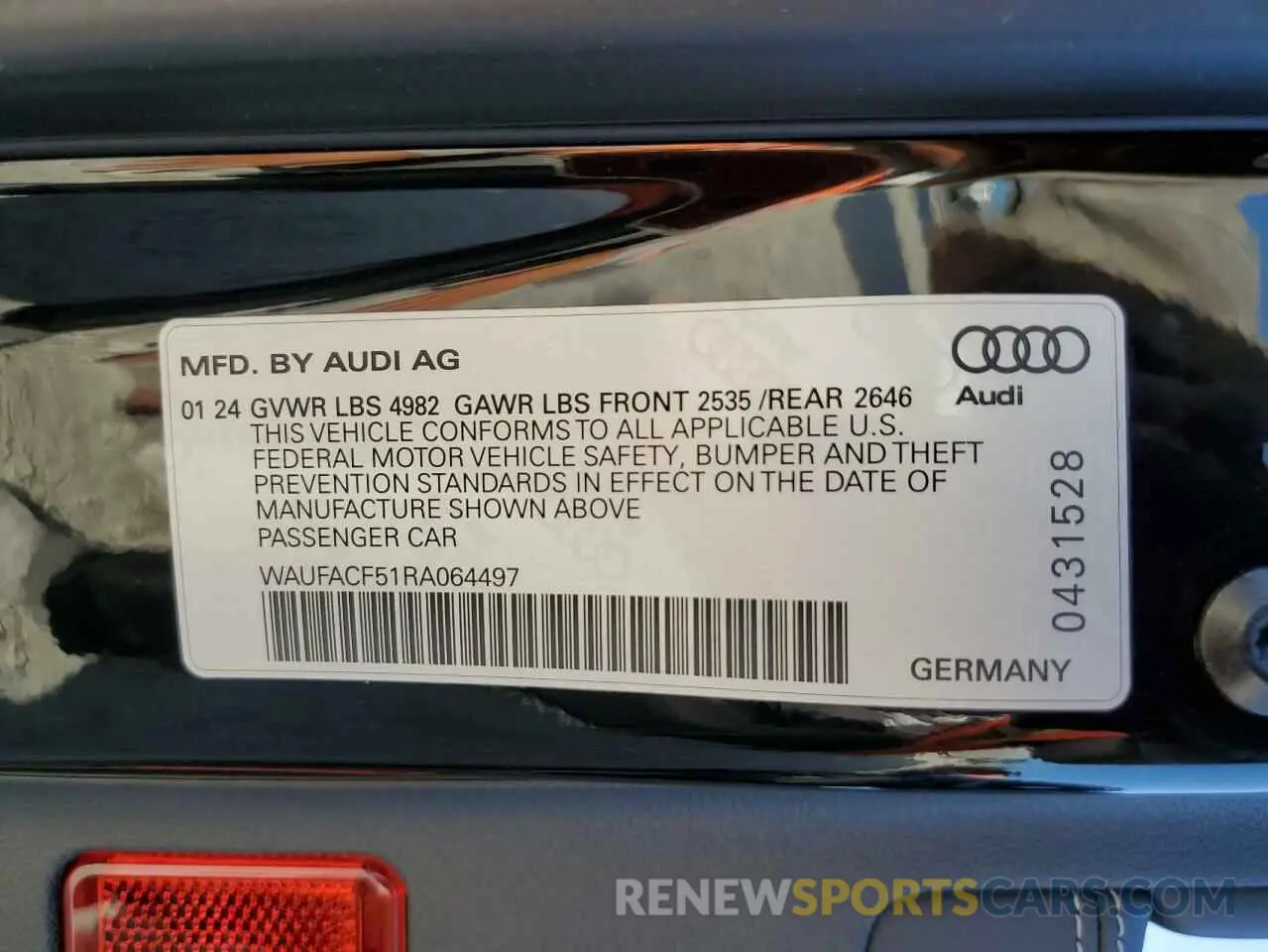 13 Photograph of a damaged car WAUFACF51RA064497 AUDI A5 2024