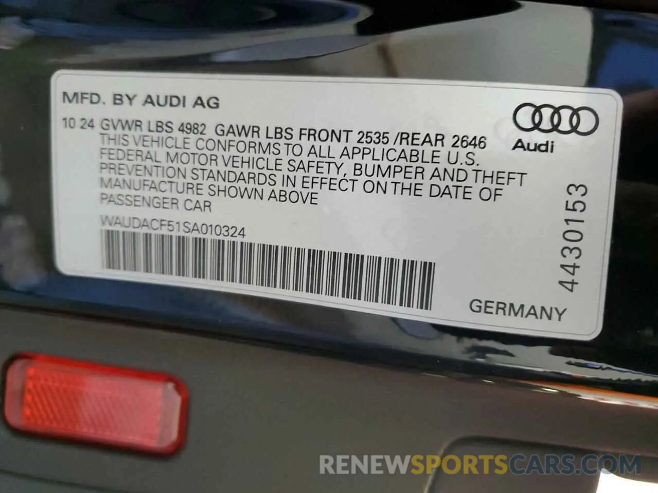 12 Photograph of a damaged car WAUDACF51SA010324 AUDI A5 2025