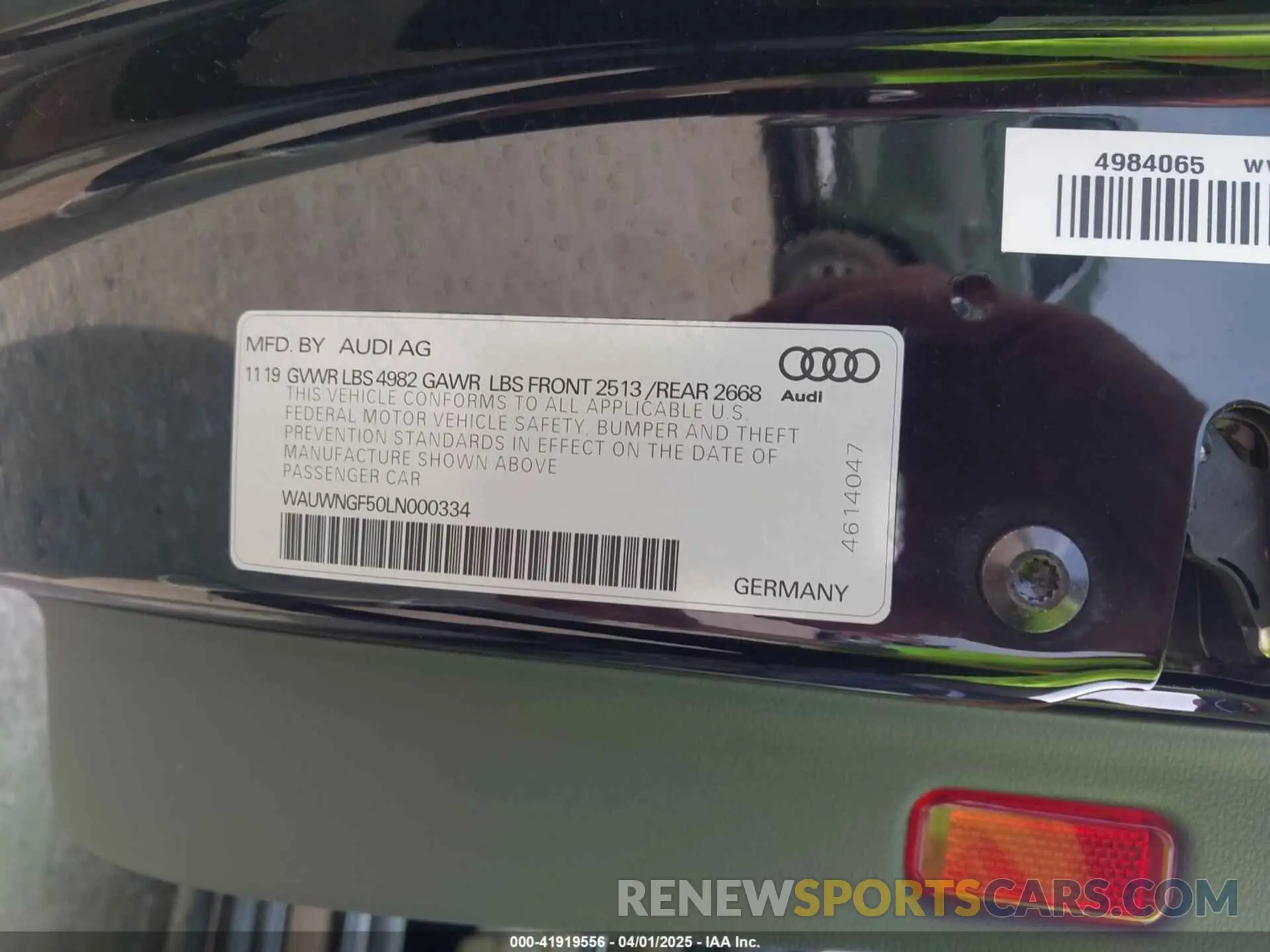9 Photograph of a damaged car WAUWNGF50LN000334 AUDI A5 CABRIOLET 2020