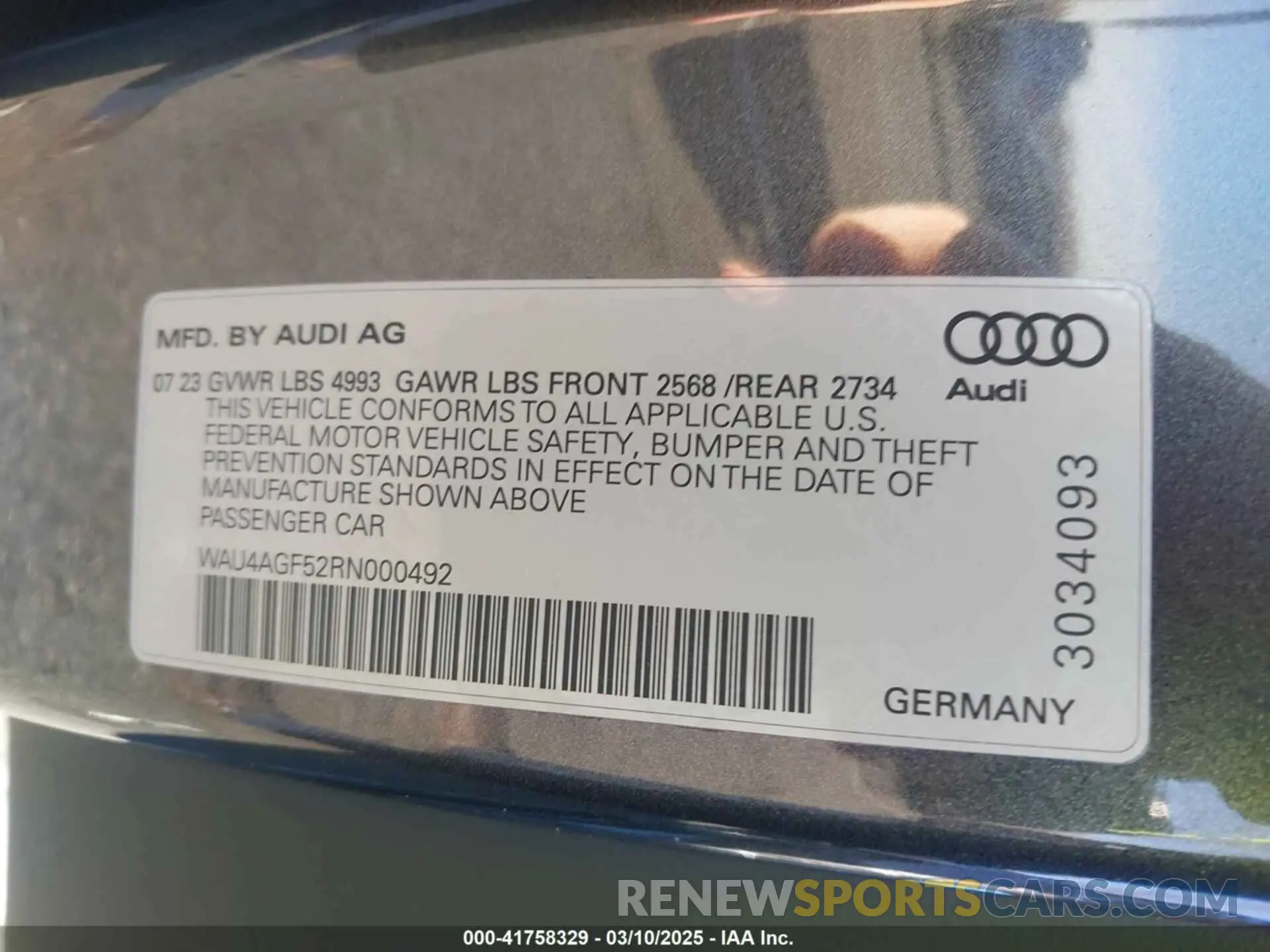 9 Photograph of a damaged car WAU4AGF52RN000492 AUDI A5 CABRIOLET 2024