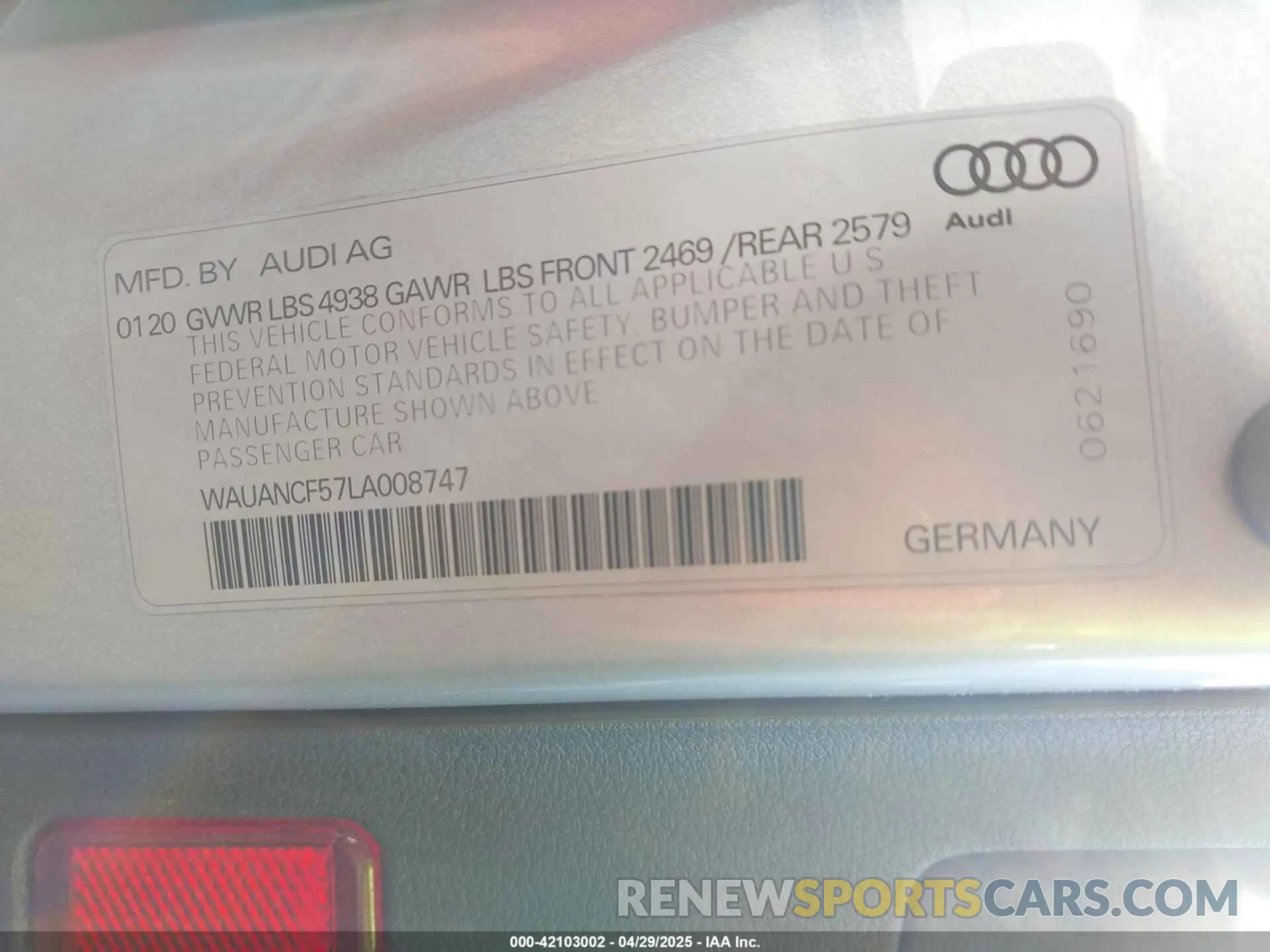 9 Photograph of a damaged car WAUANCF57LA008747 AUDI A5 SPORTBACK 2020