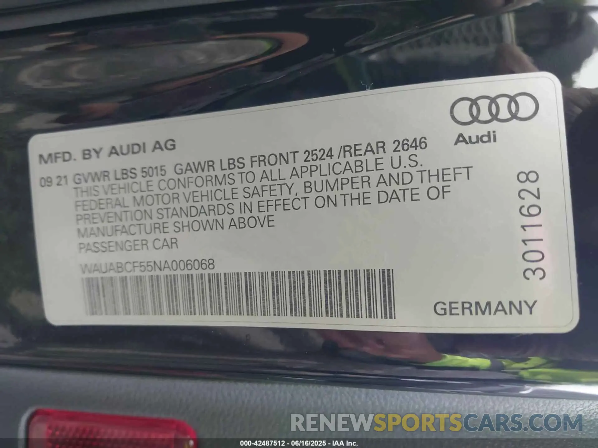 9 Photograph of a damaged car WAUABCF55NA006068 AUDI A5 SPORTBACK 2022