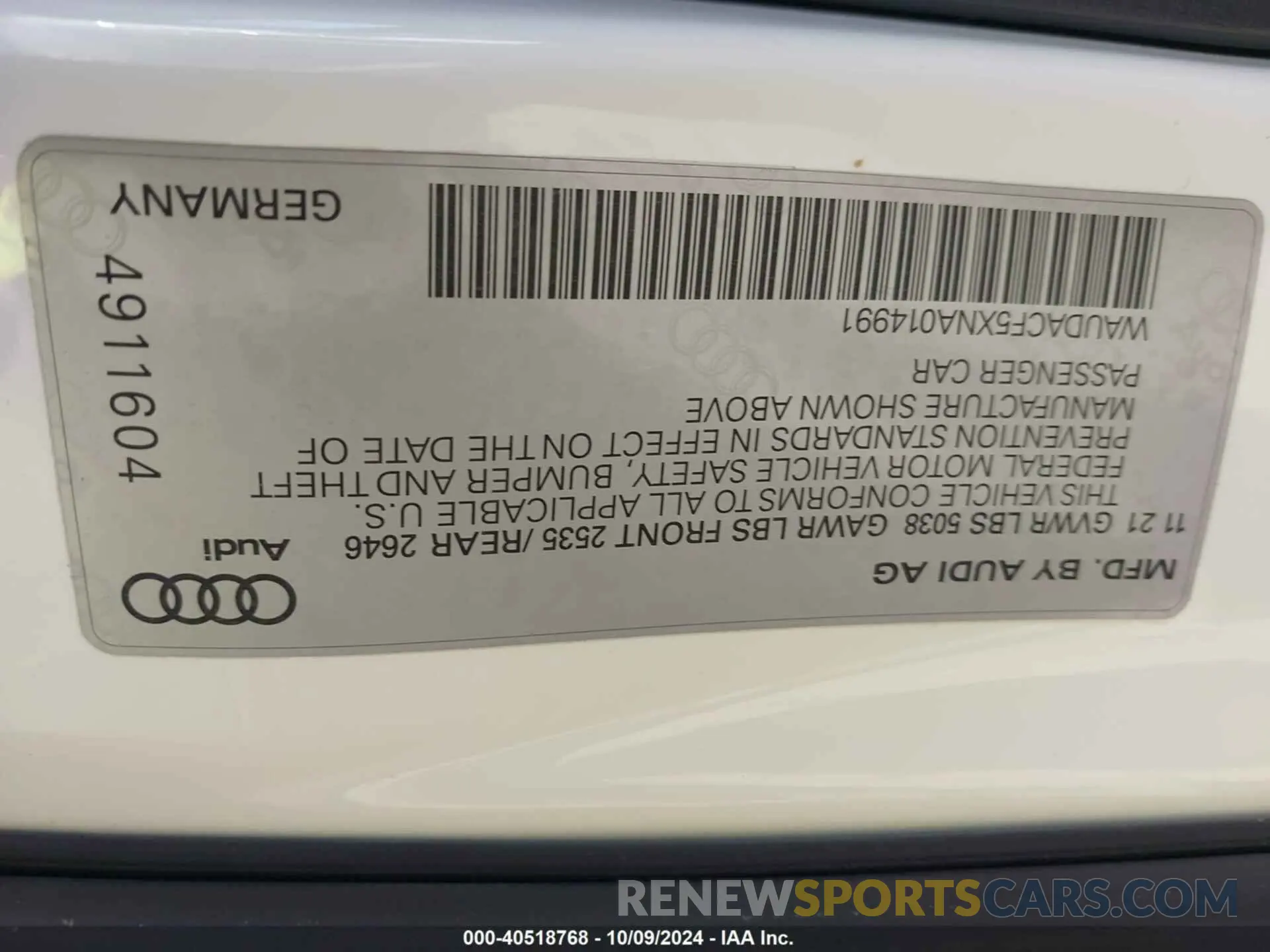9 Photograph of a damaged car WAUDACF5XNA014991 AUDI A5 SPORTBACK 2022