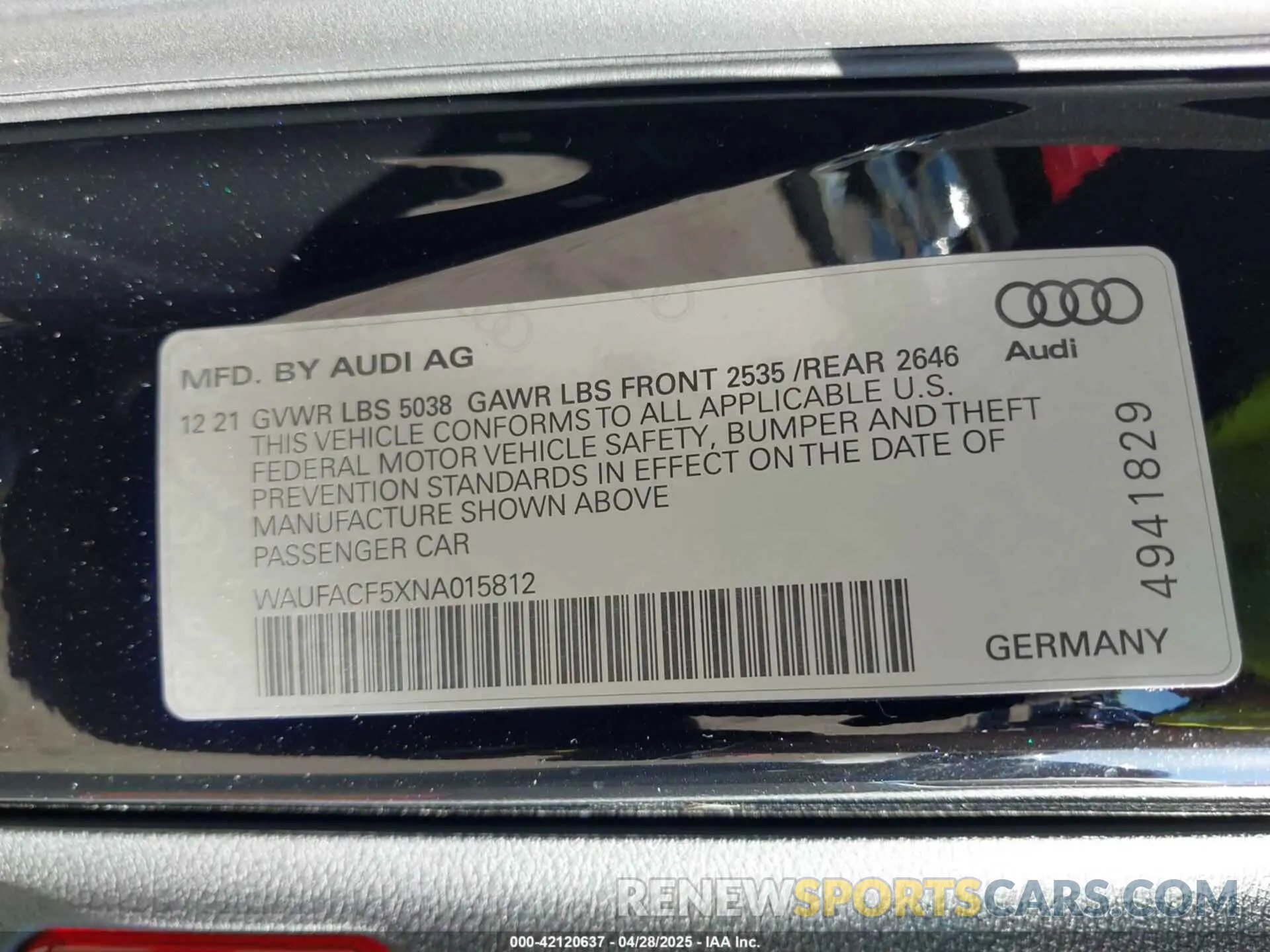 9 Photograph of a damaged car WAUFACF5XNA015812 AUDI A5 SPORTBACK 2022