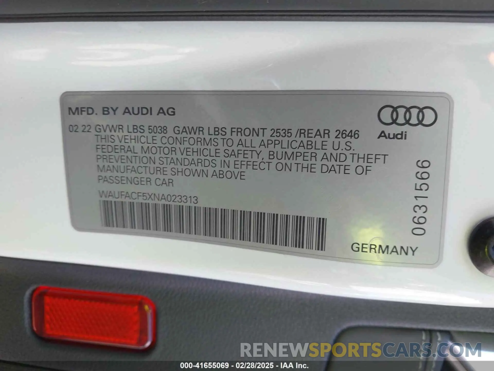 9 Photograph of a damaged car WAUFACF5XNA023313 AUDI A5 SPORTBACK 2022