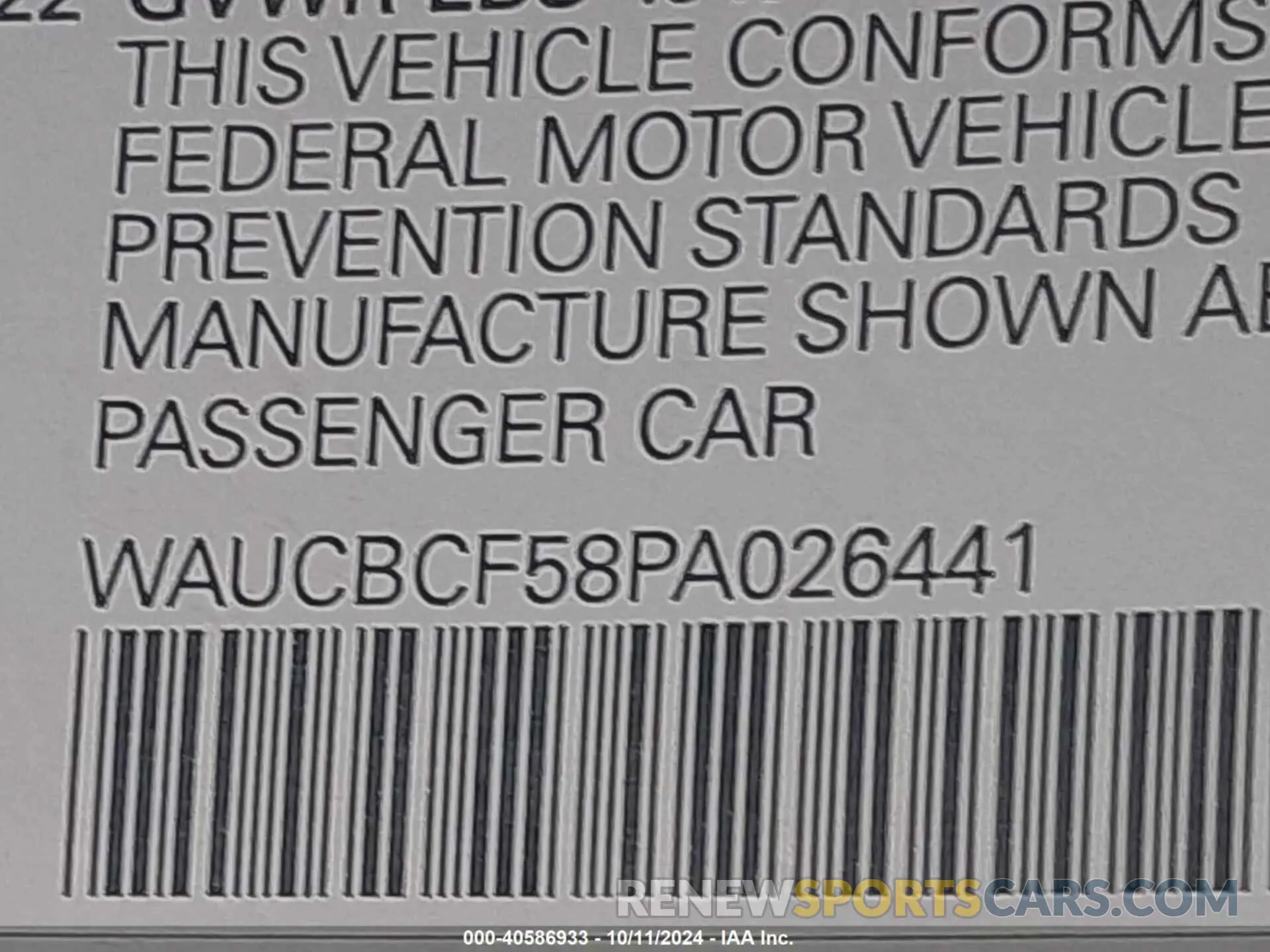 9 Photograph of a damaged car WAUCBCF58PA026441 AUDI A5 SPORTBACK 2023