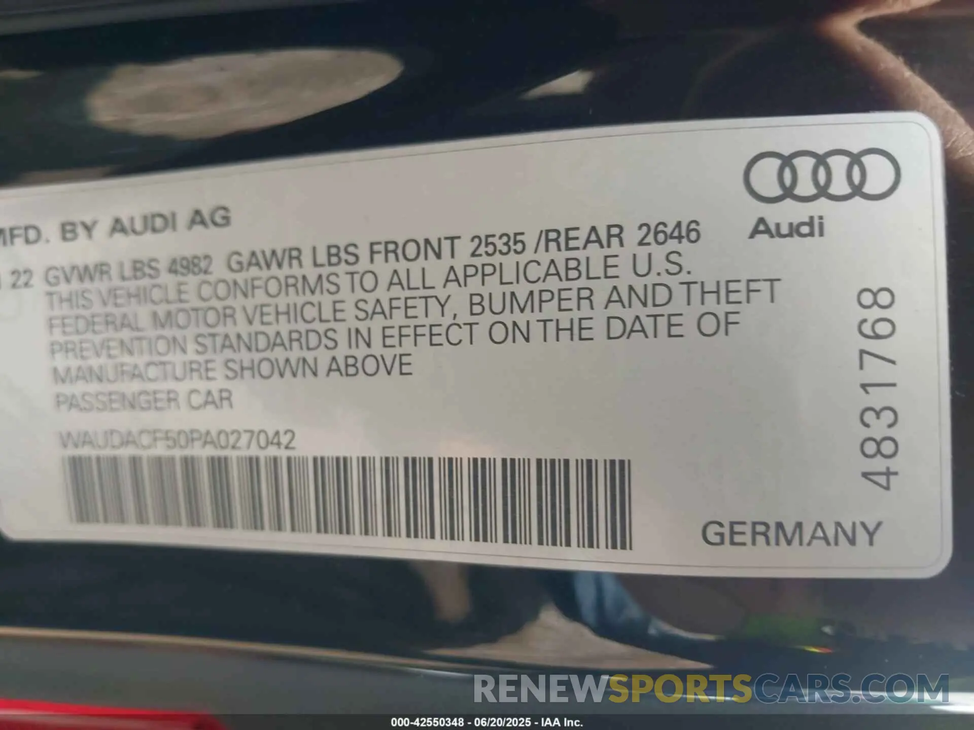 9 Photograph of a damaged car WAUDACF50PA027042 AUDI A5 SPORTBACK 2023
