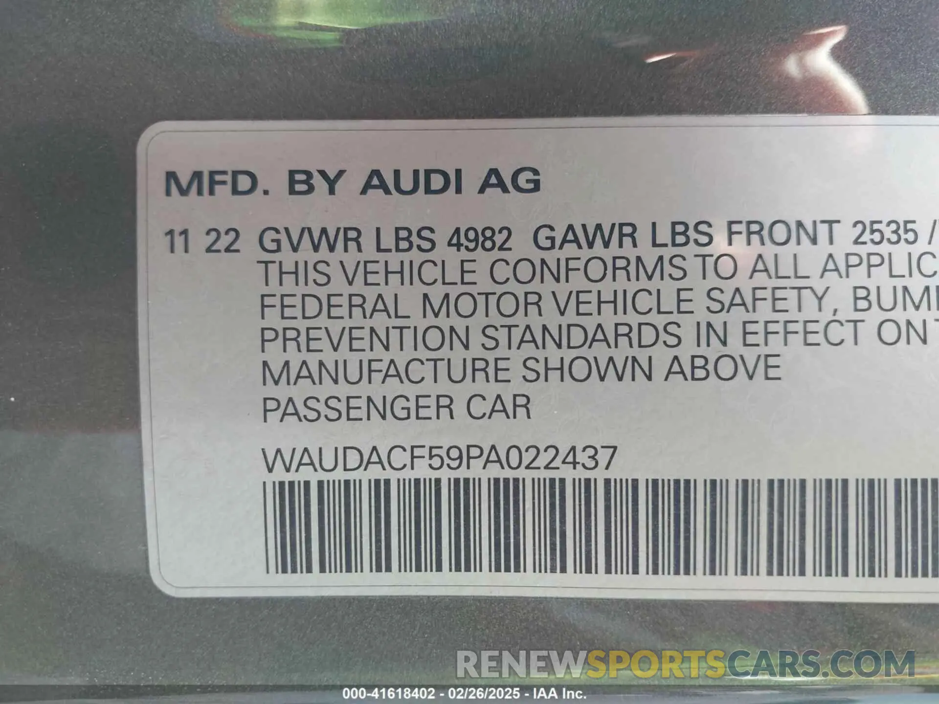 9 Photograph of a damaged car WAUDACF59PA022437 AUDI A5 SPORTBACK 2023