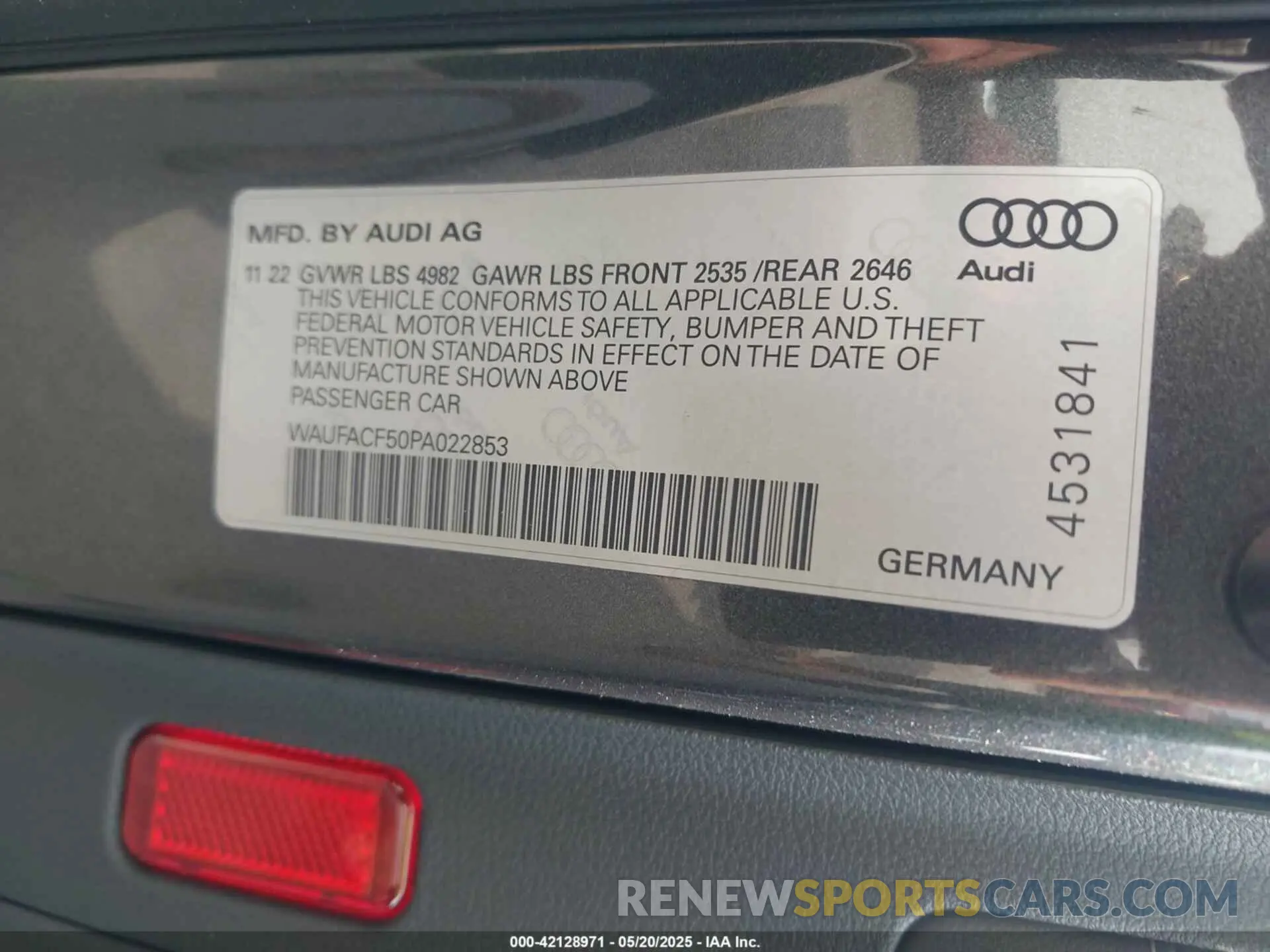 9 Photograph of a damaged car WAUFACF50PA022853 AUDI A5 SPORTBACK 2023
