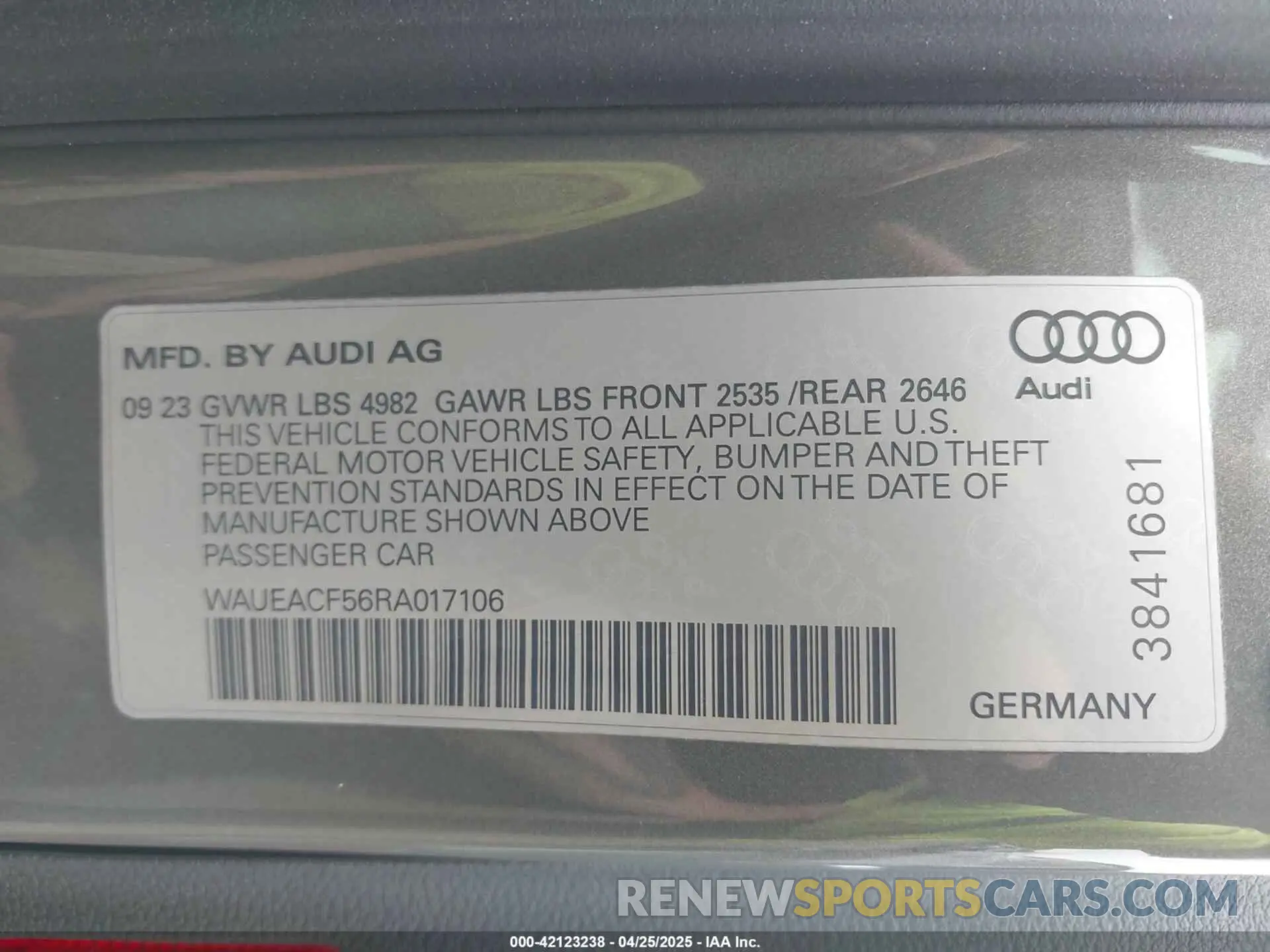 9 Photograph of a damaged car WAUEACF56RA017106 AUDI A5 SPORTBACK 2024