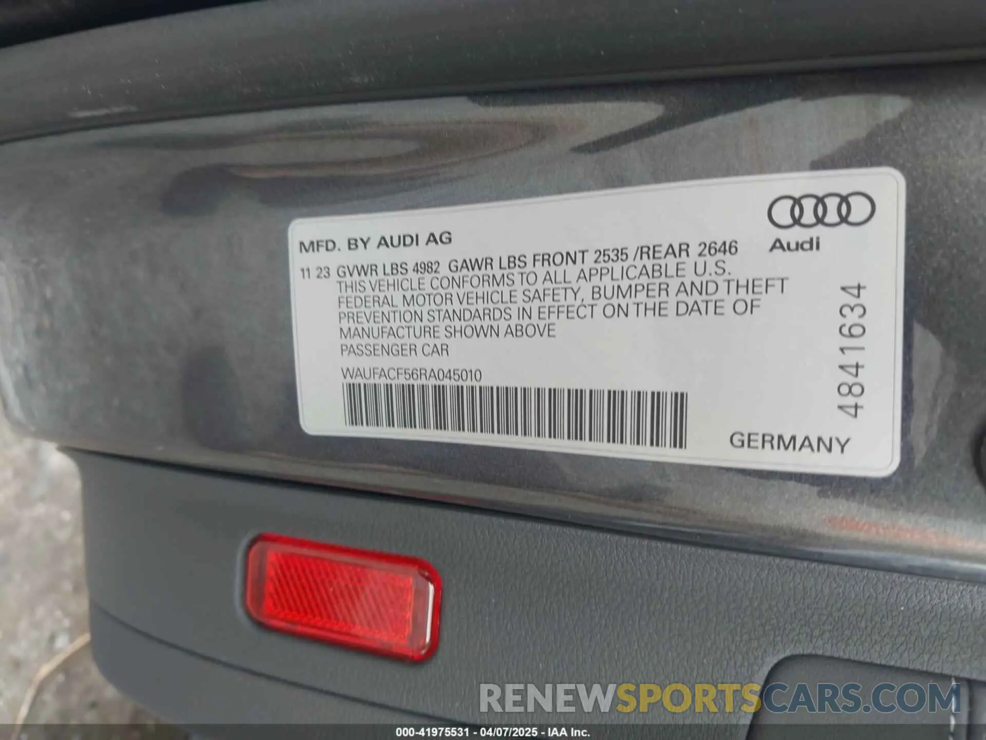 9 Photograph of a damaged car WAUFACF56RA045010 AUDI A5 SPORTBACK 2024