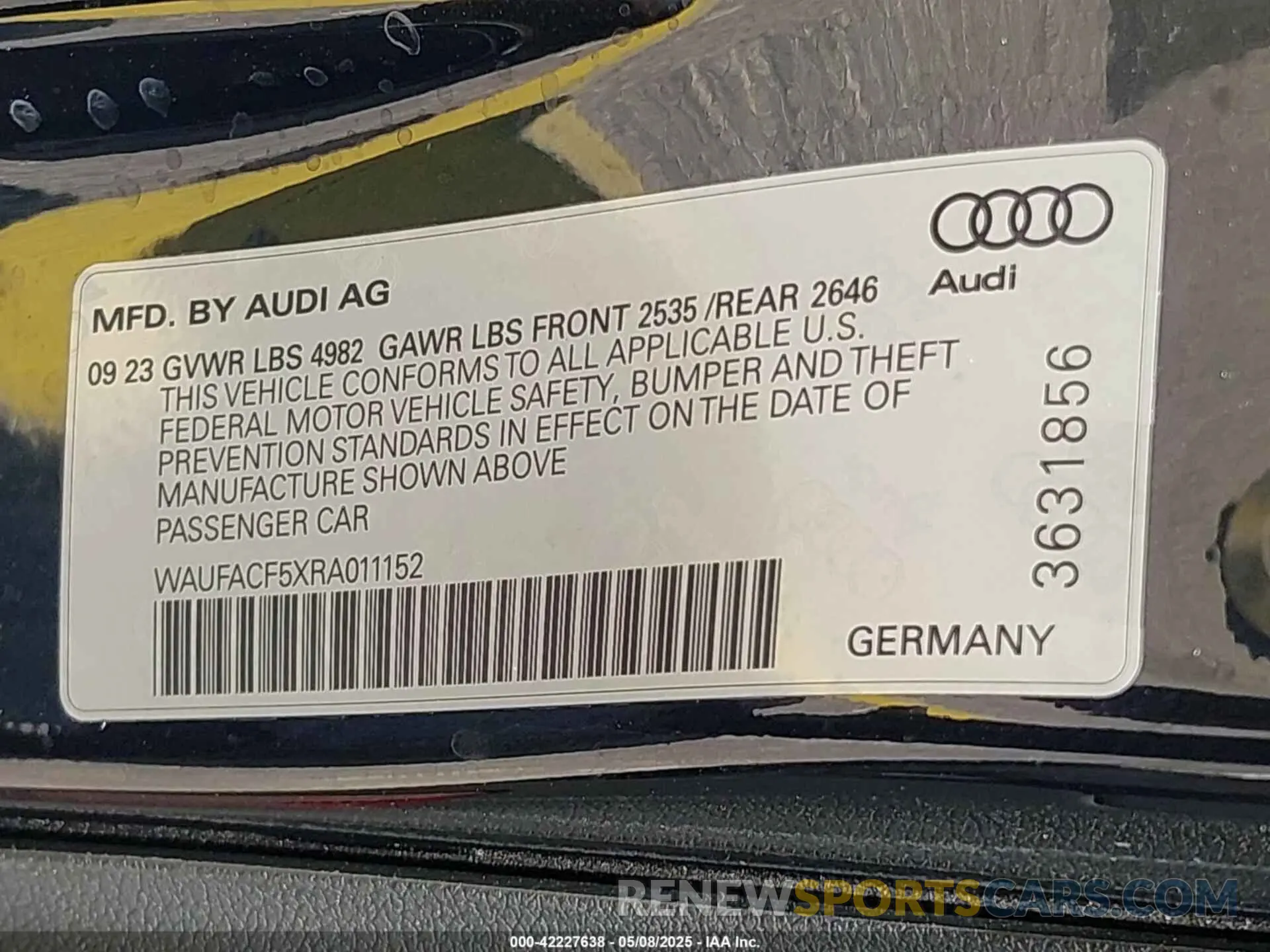 9 Photograph of a damaged car WAUFACF5XRA011152 AUDI A5 SPORTBACK 2024