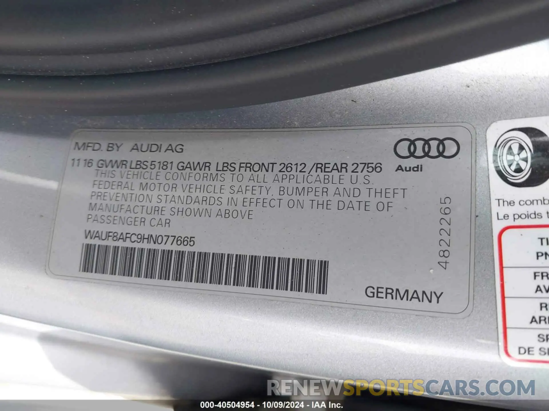 9 Photograph of a damaged car WAUF8AFC9HN077665 AUDI A6 2017