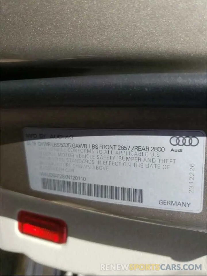 10 Photograph of a damaged car WAUD8AF28KN120110 AUDI A6 2019