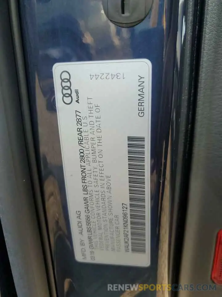 12 Photograph of a damaged car WAUK2AF21KN096127 AUDI A6 2019