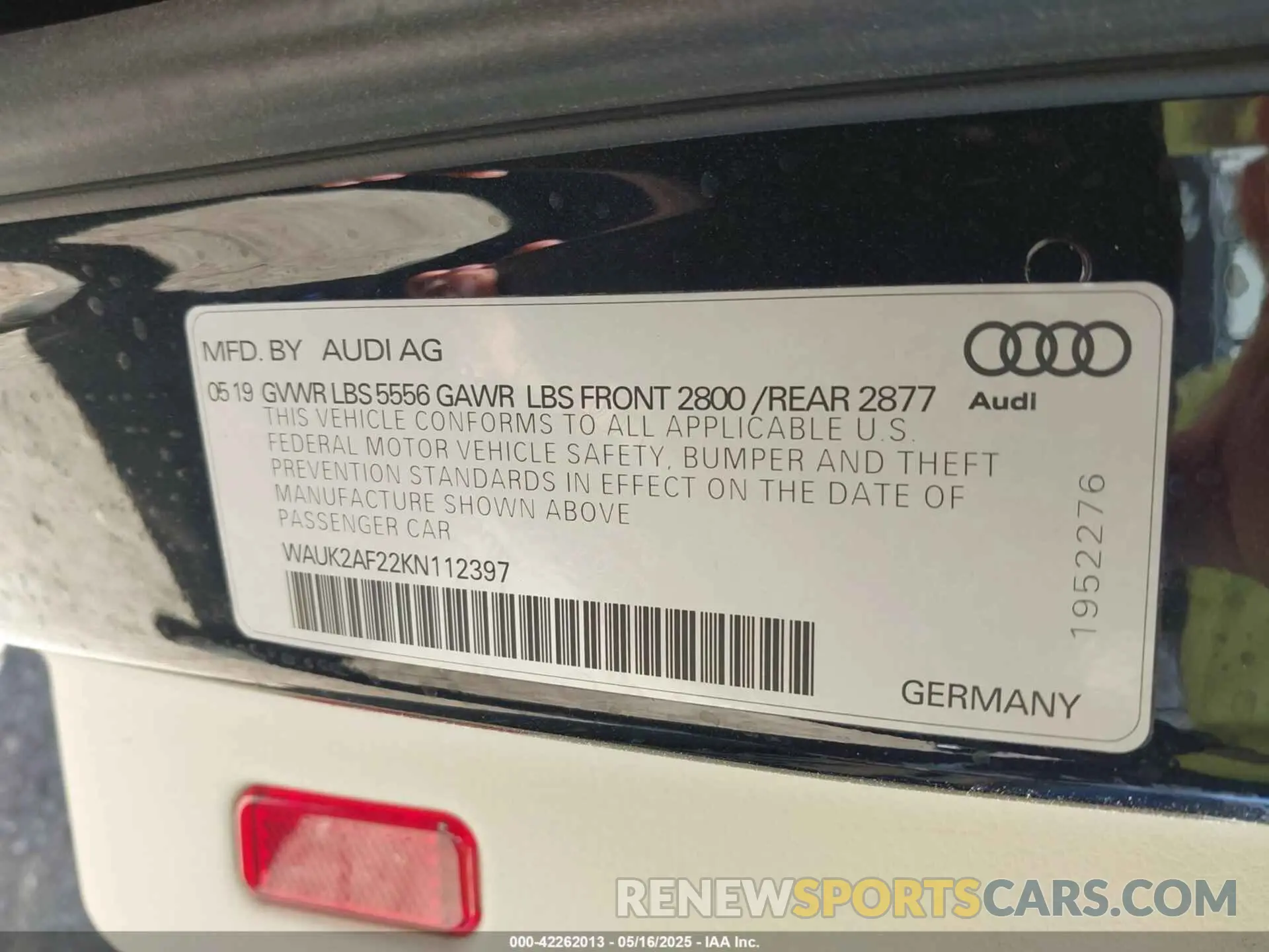 9 Photograph of a damaged car WAUK2AF22KN112397 AUDI A6 2019