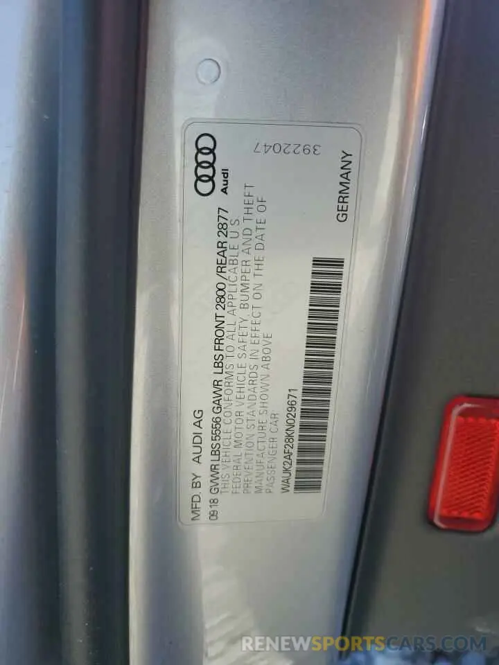 12 Photograph of a damaged car WAUK2AF28KN029671 AUDI A6 2019
