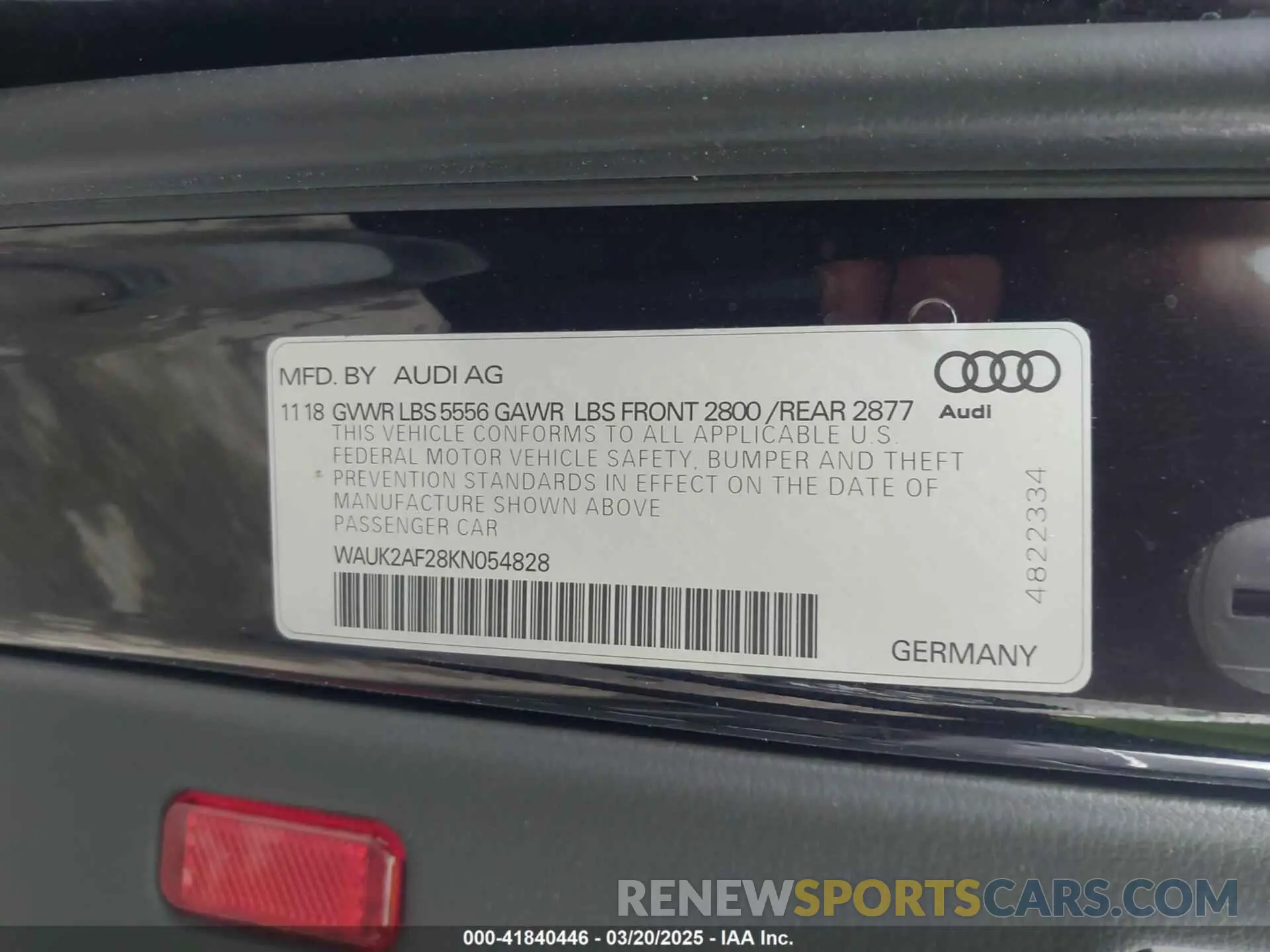 9 Photograph of a damaged car WAUK2AF28KN054828 AUDI A6 2019