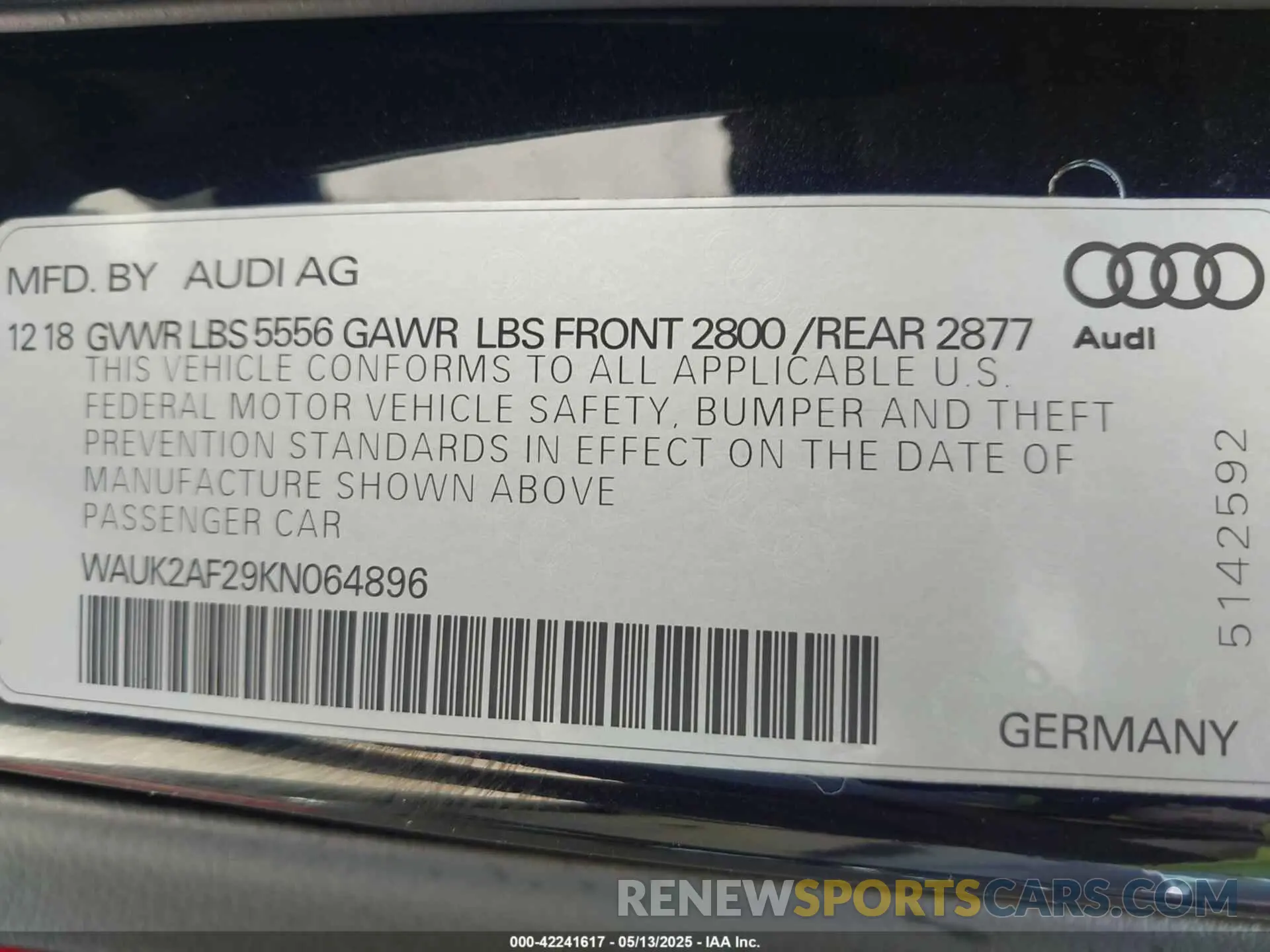 9 Photograph of a damaged car WAUK2AF29KN064896 AUDI A6 2019