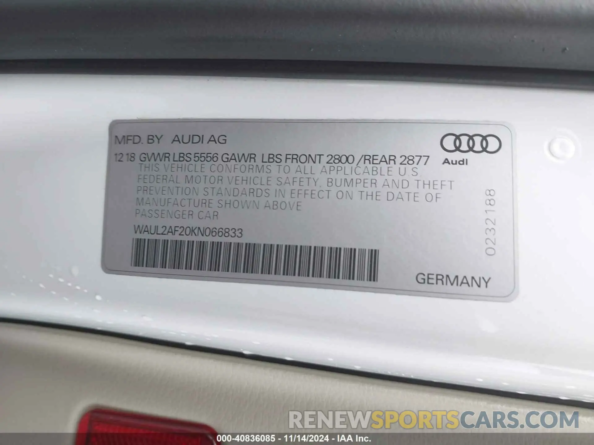 9 Photograph of a damaged car WAUL2AF20KN066833 AUDI A6 2019
