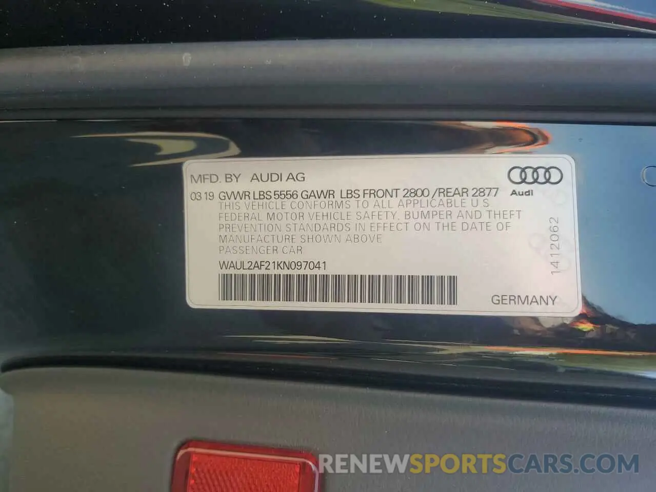 12 Photograph of a damaged car WAUL2AF21KN097041 AUDI A6 2019