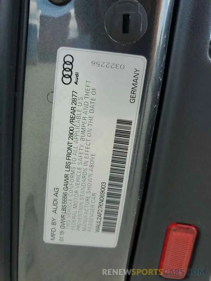 13 Photograph of a damaged car WAUL2AF27KN069003 AUDI A6 2019