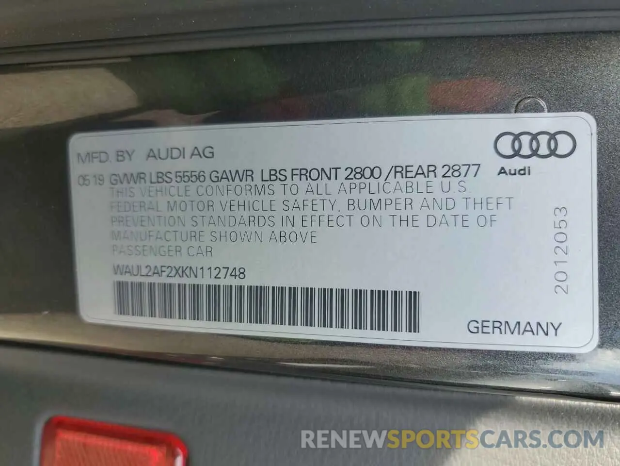 13 Photograph of a damaged car WAUL2AF2XKN112748 AUDI A6 2019