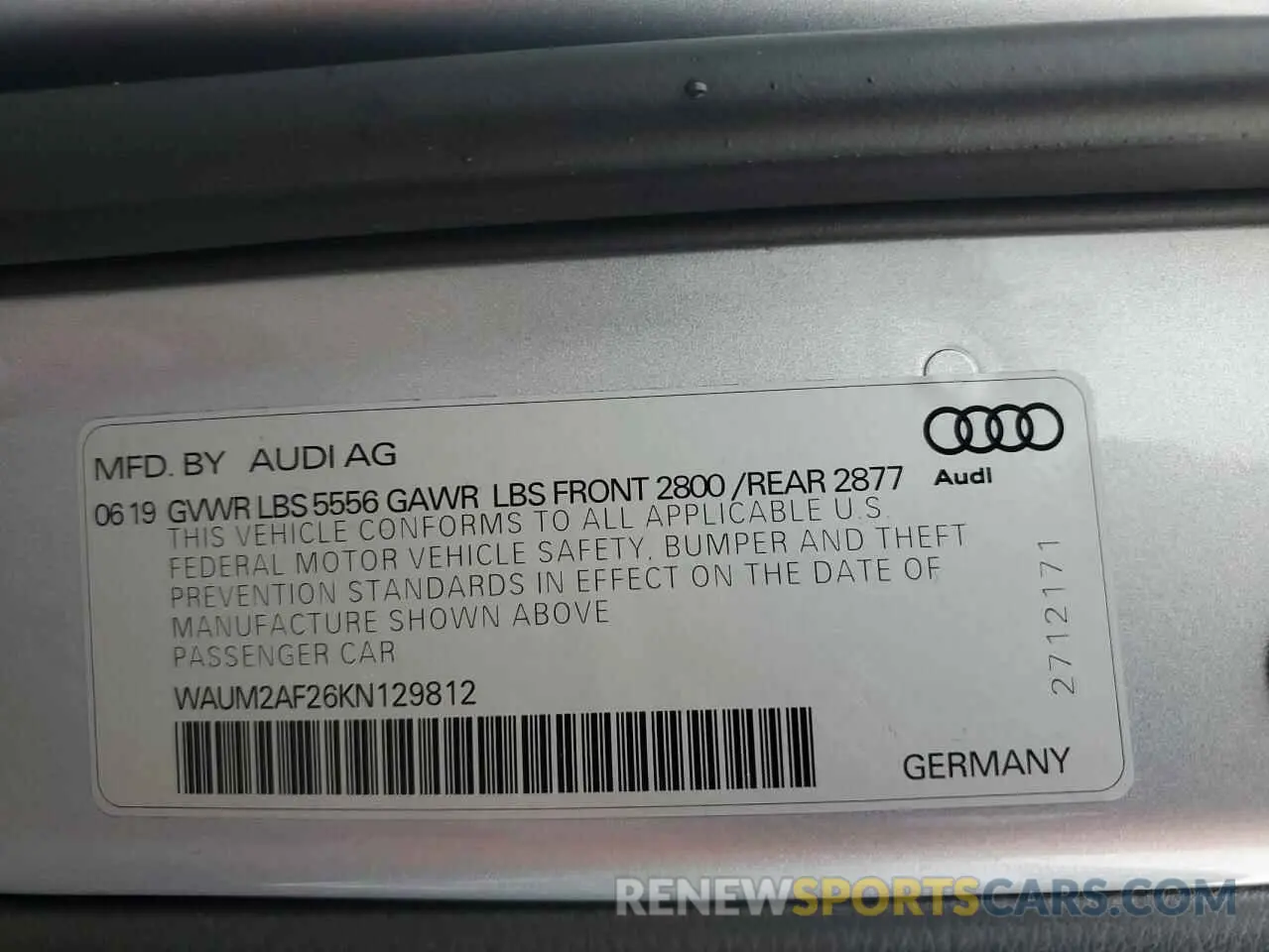 12 Photograph of a damaged car WAUM2AF26KN129812 AUDI A6 2019