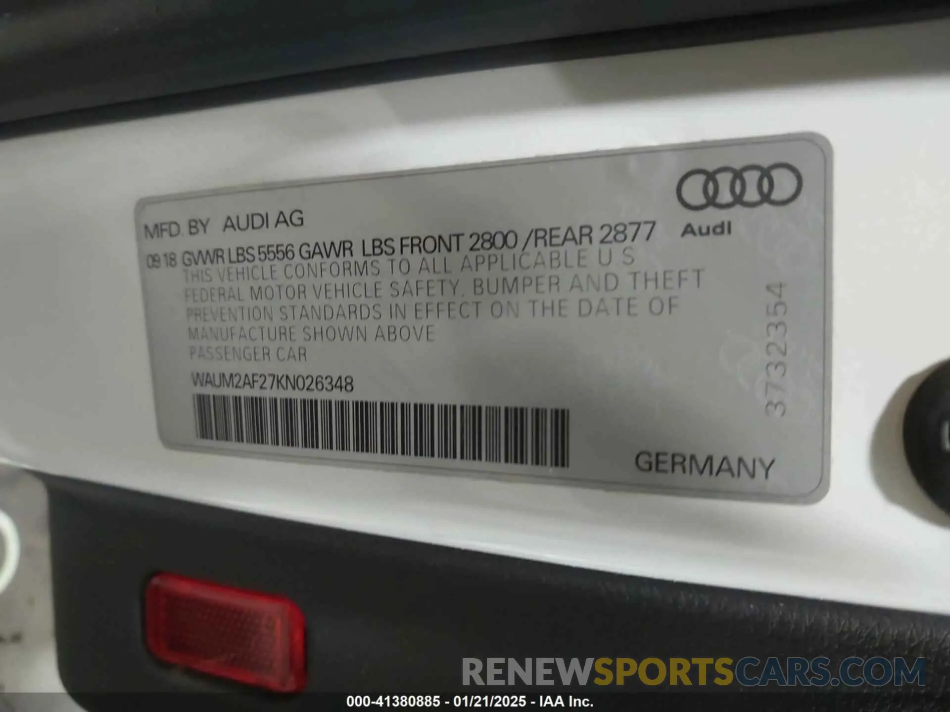 9 Photograph of a damaged car WAUM2AF27KN026348 AUDI A6 2019