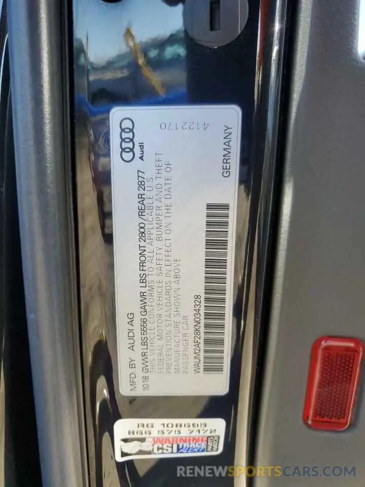 12 Photograph of a damaged car WAUM2AF28KN034328 AUDI A6 2019