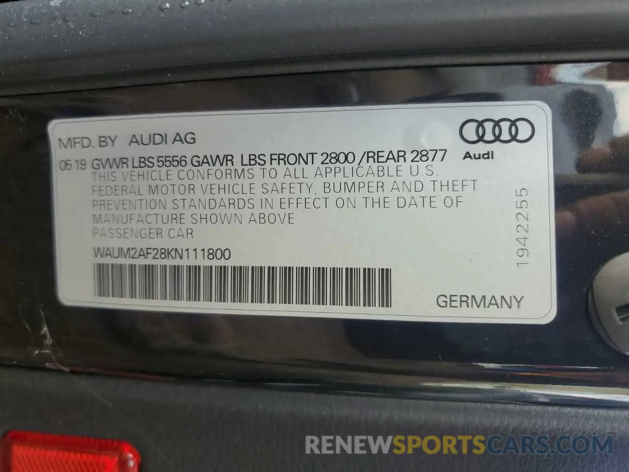 12 Photograph of a damaged car WAUM2AF28KN111800 AUDI A6 2019