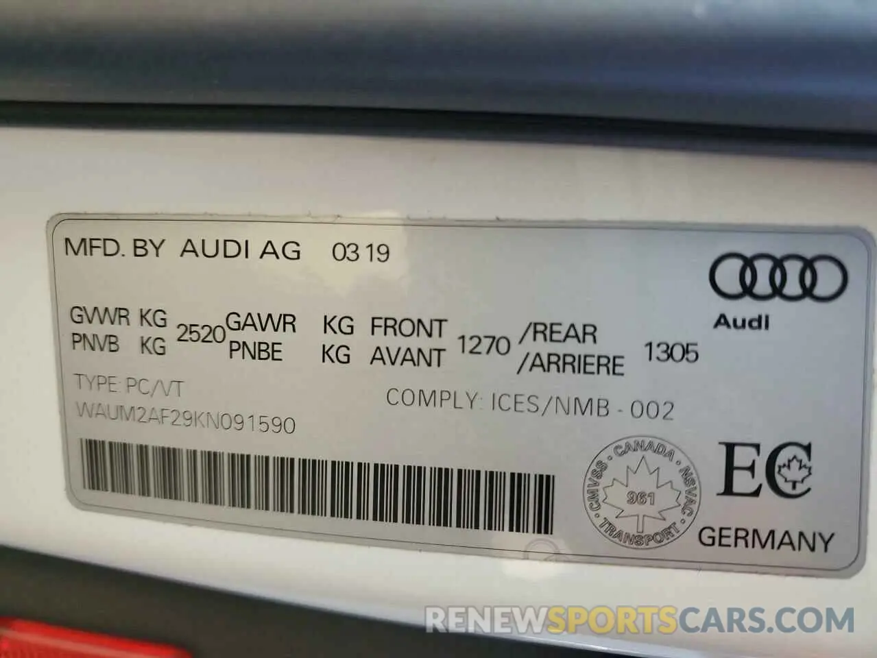 12 Photograph of a damaged car WAUM2AF29KN091590 AUDI A6 2019