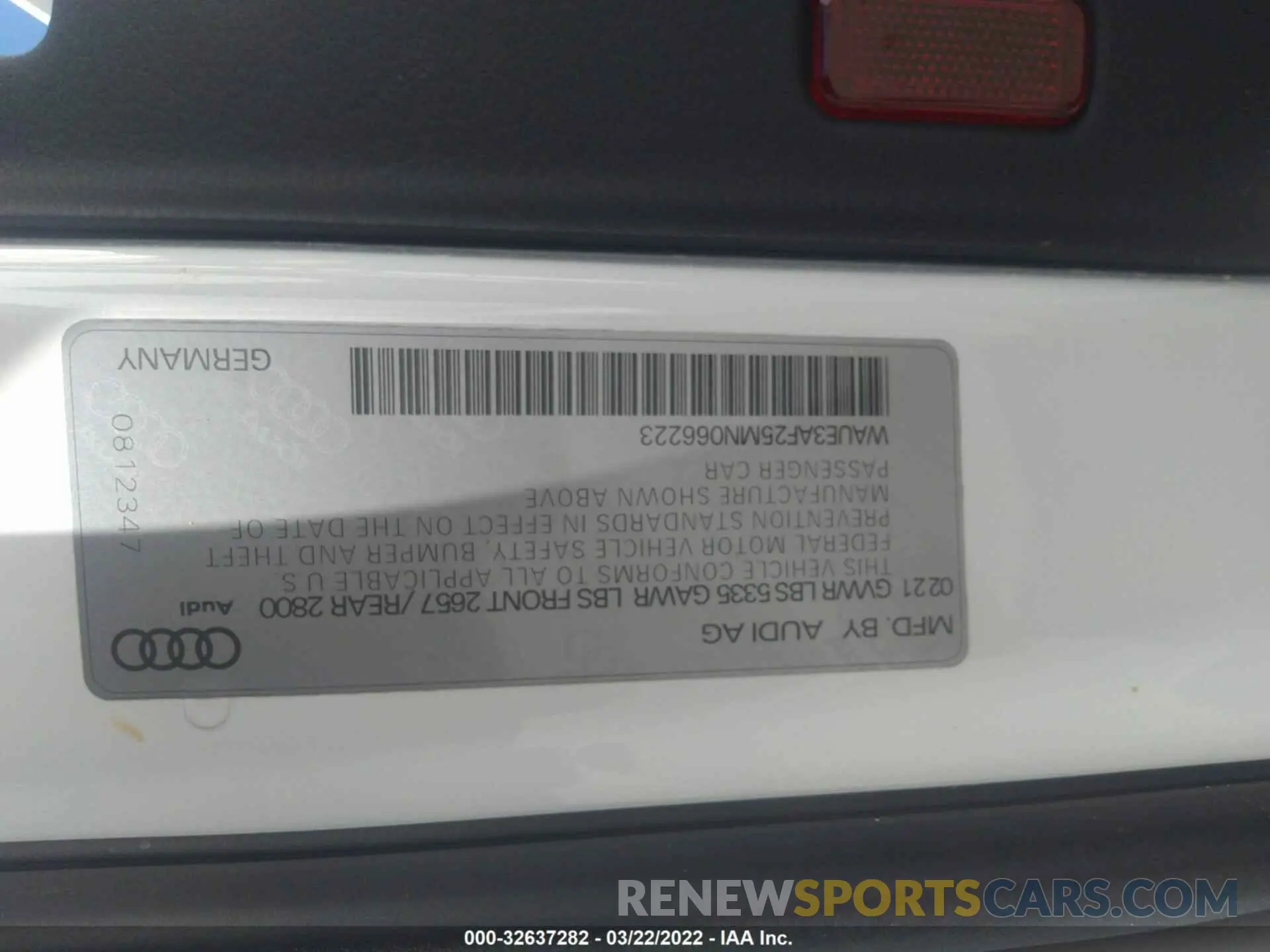 9 Photograph of a damaged car WAUE3AF25MN066223 AUDI A6 2021