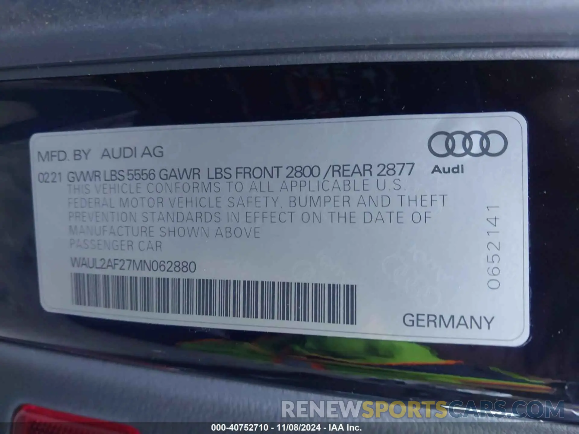 9 Photograph of a damaged car WAUL2AF27MN062880 AUDI A6 2021