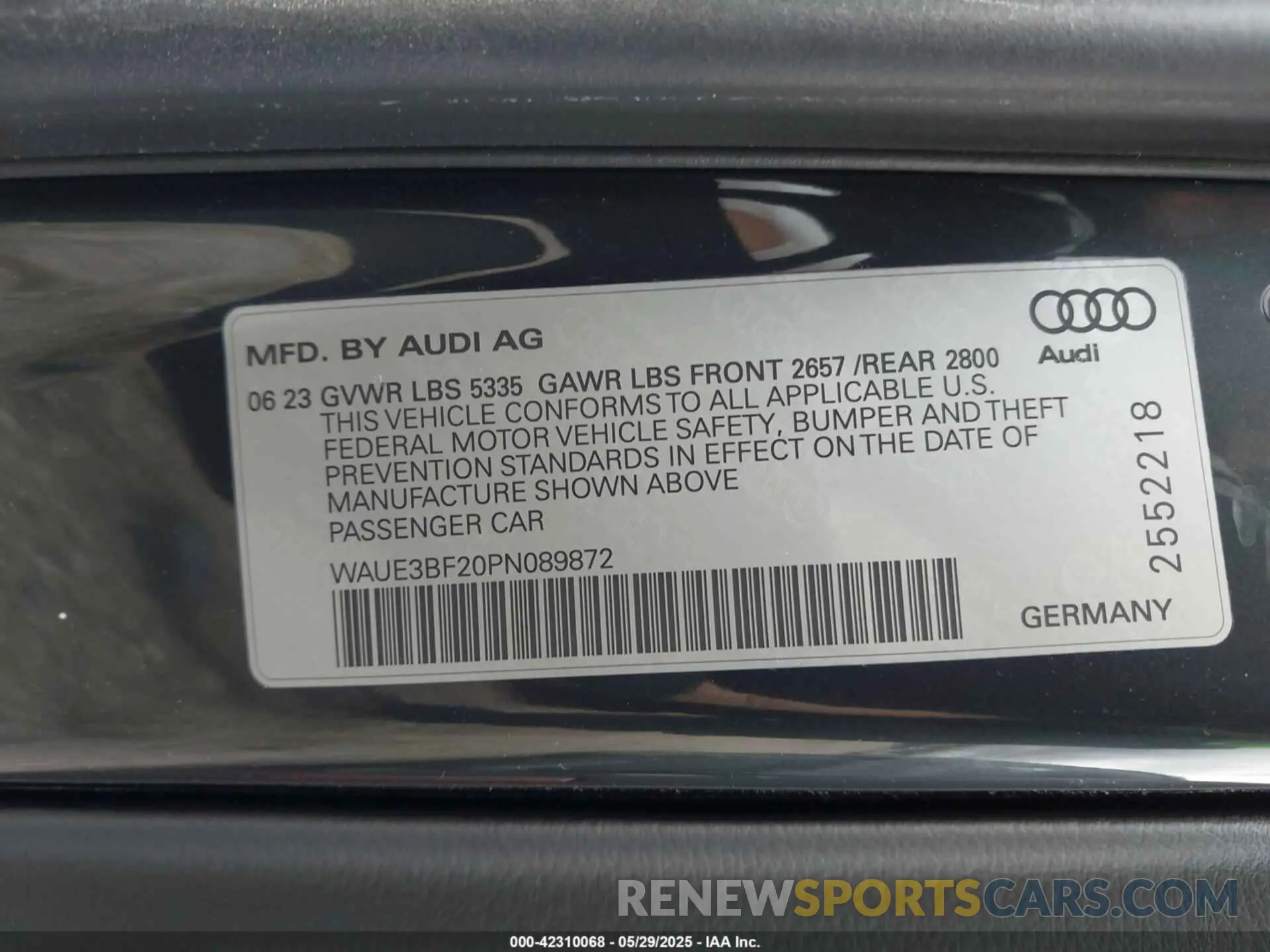 9 Photograph of a damaged car WAUE3BF20PN089872 AUDI A6 2023
