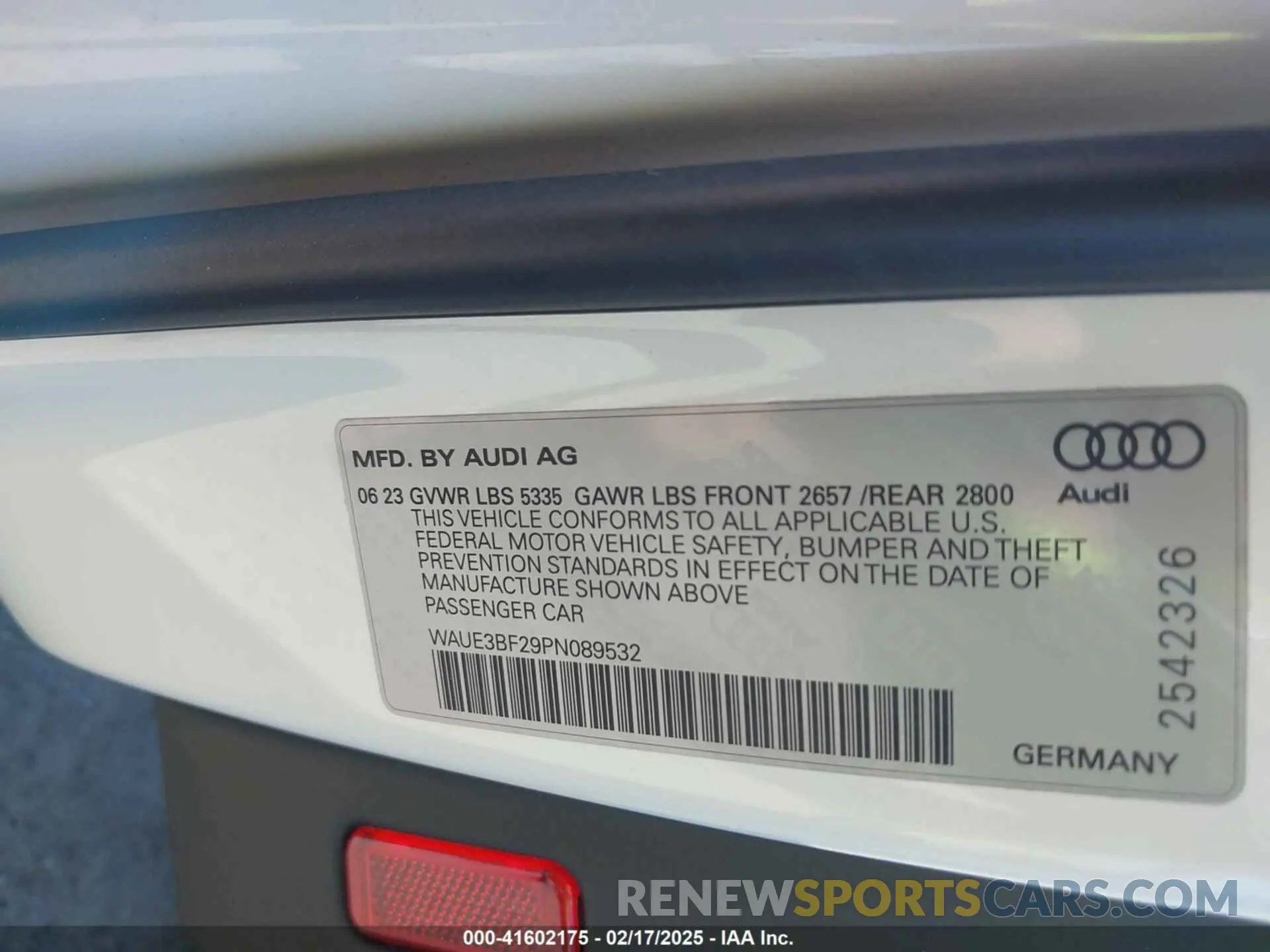 9 Photograph of a damaged car WAUE3BF29PN089532 AUDI A6 2023