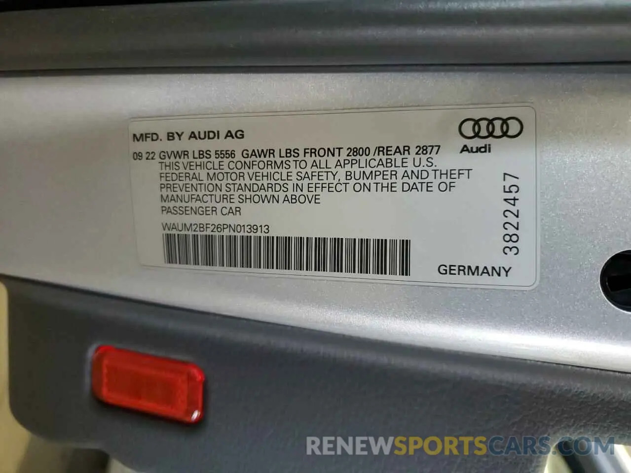 13 Photograph of a damaged car WAUM2BF26PN013913 AUDI A6 2023