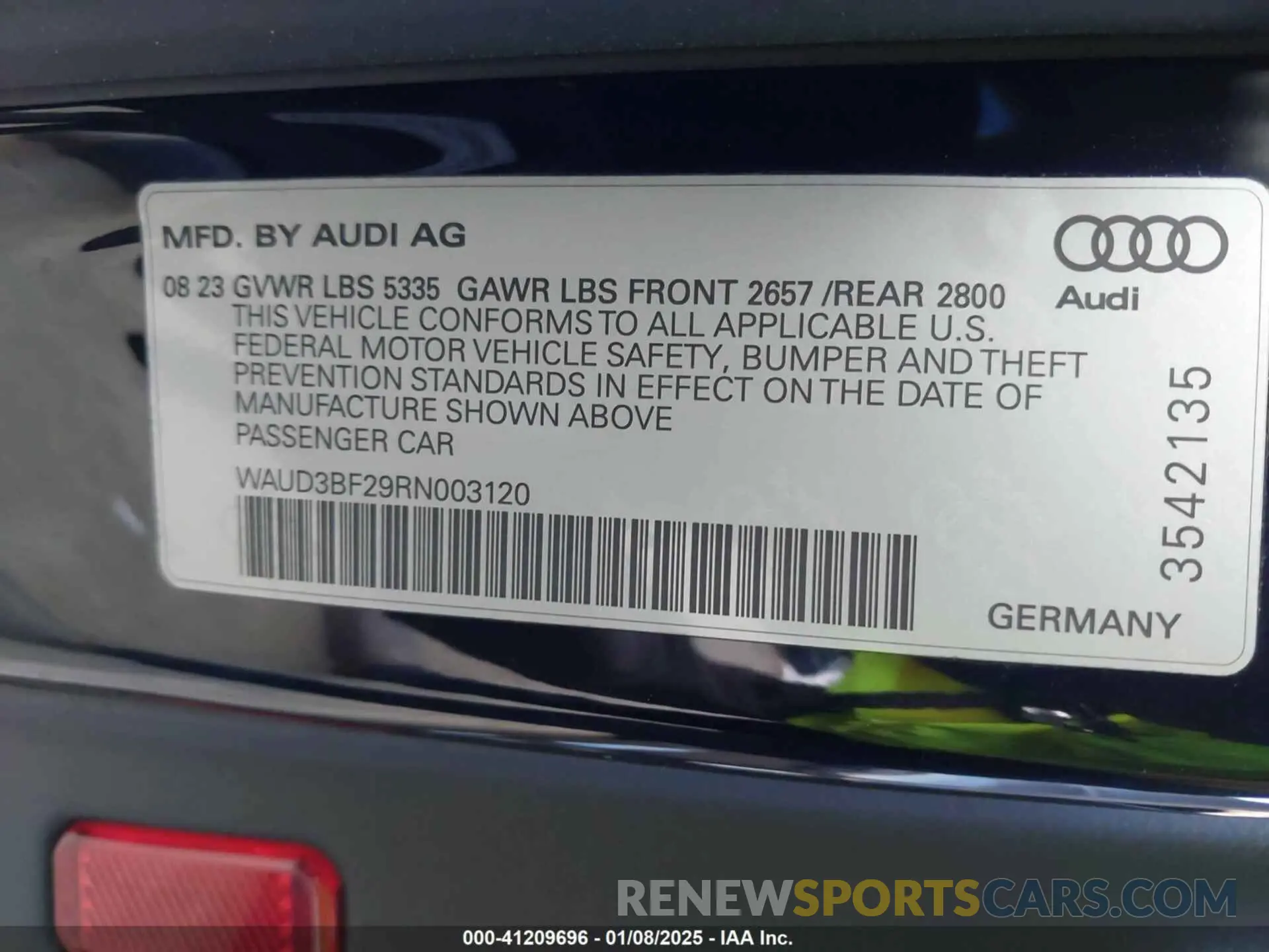 9 Photograph of a damaged car WAUD3BF29RN003120 AUDI A6 2024