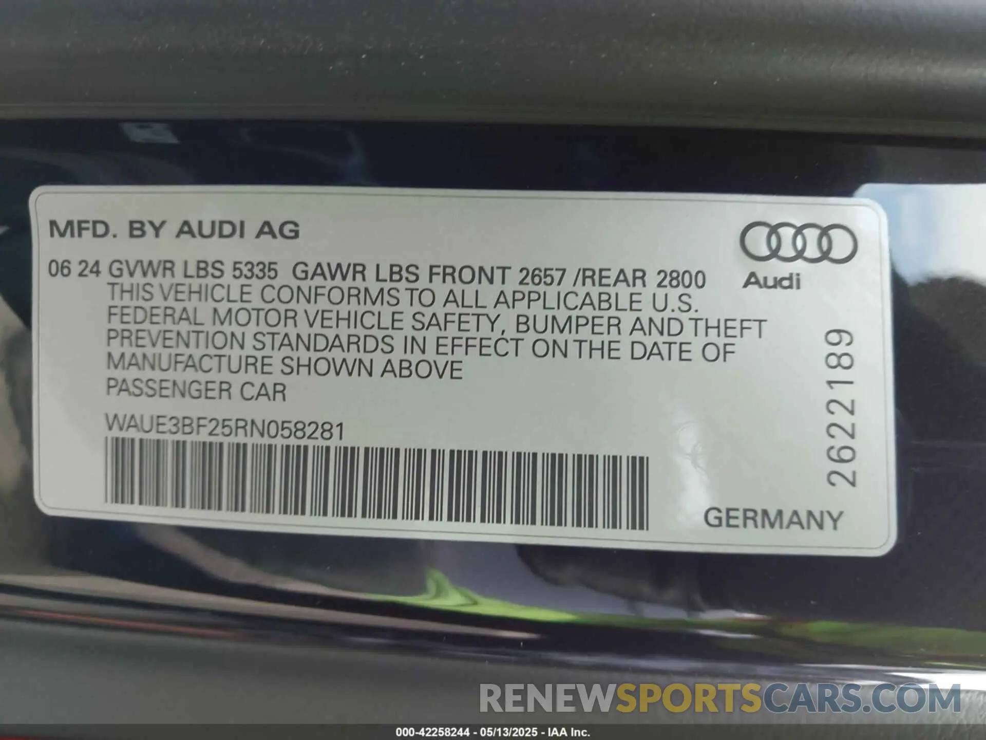 9 Photograph of a damaged car WAUE3BF25RN058281 AUDI A6 2024