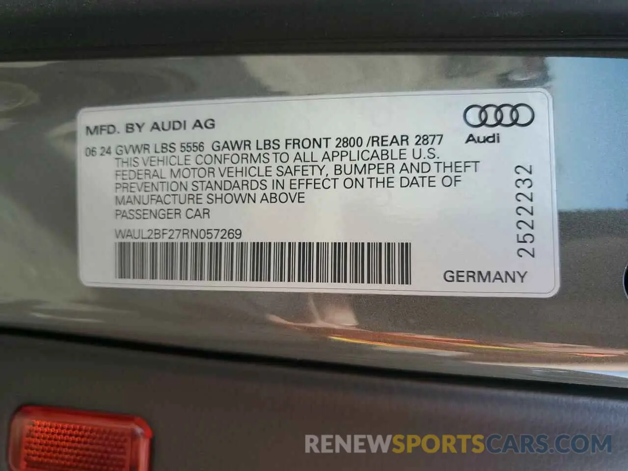 13 Photograph of a damaged car WAUL2BF27RN057269 AUDI A6 2024