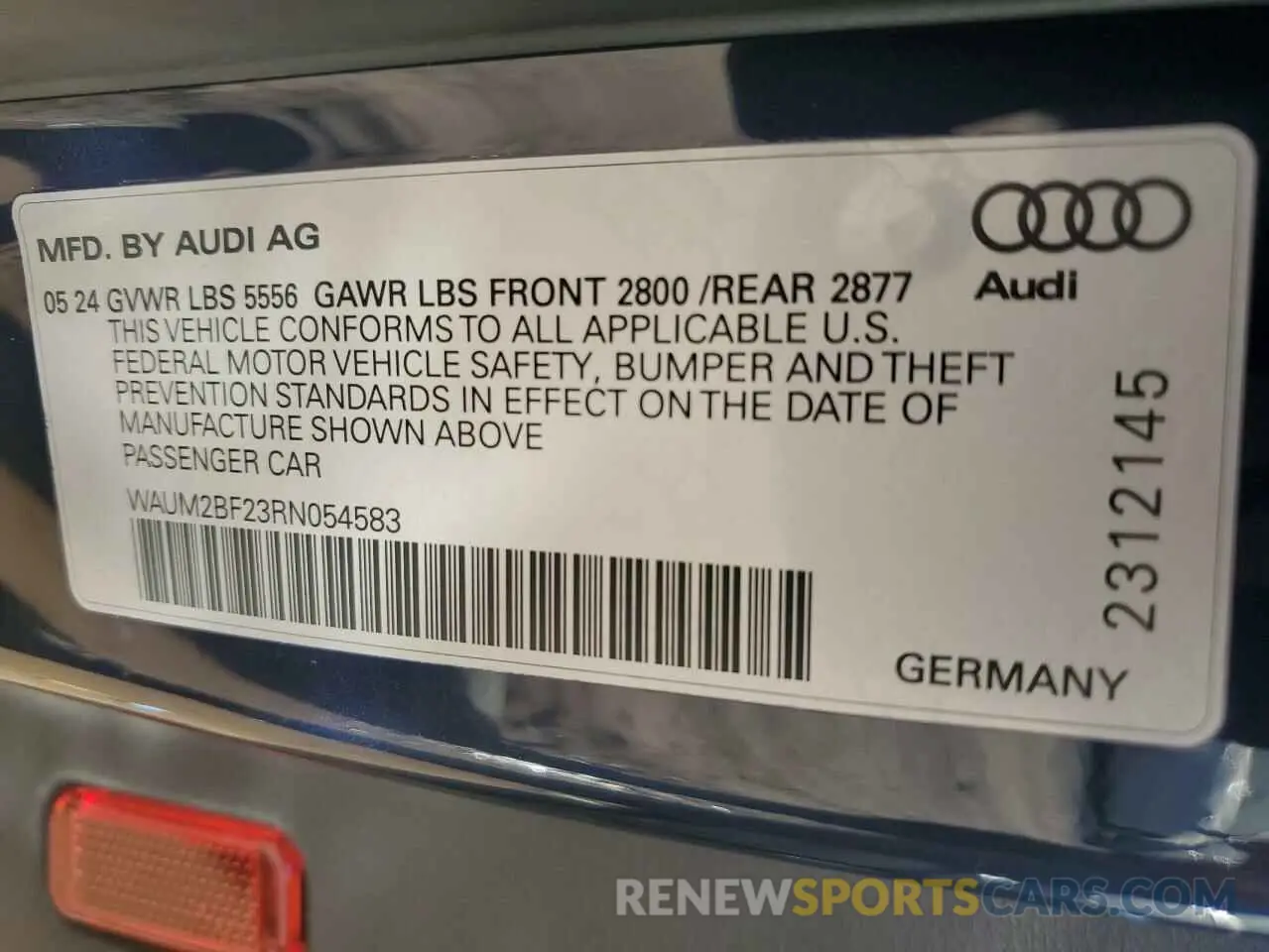13 Photograph of a damaged car WAUM2BF23RN054583 AUDI A6 2024