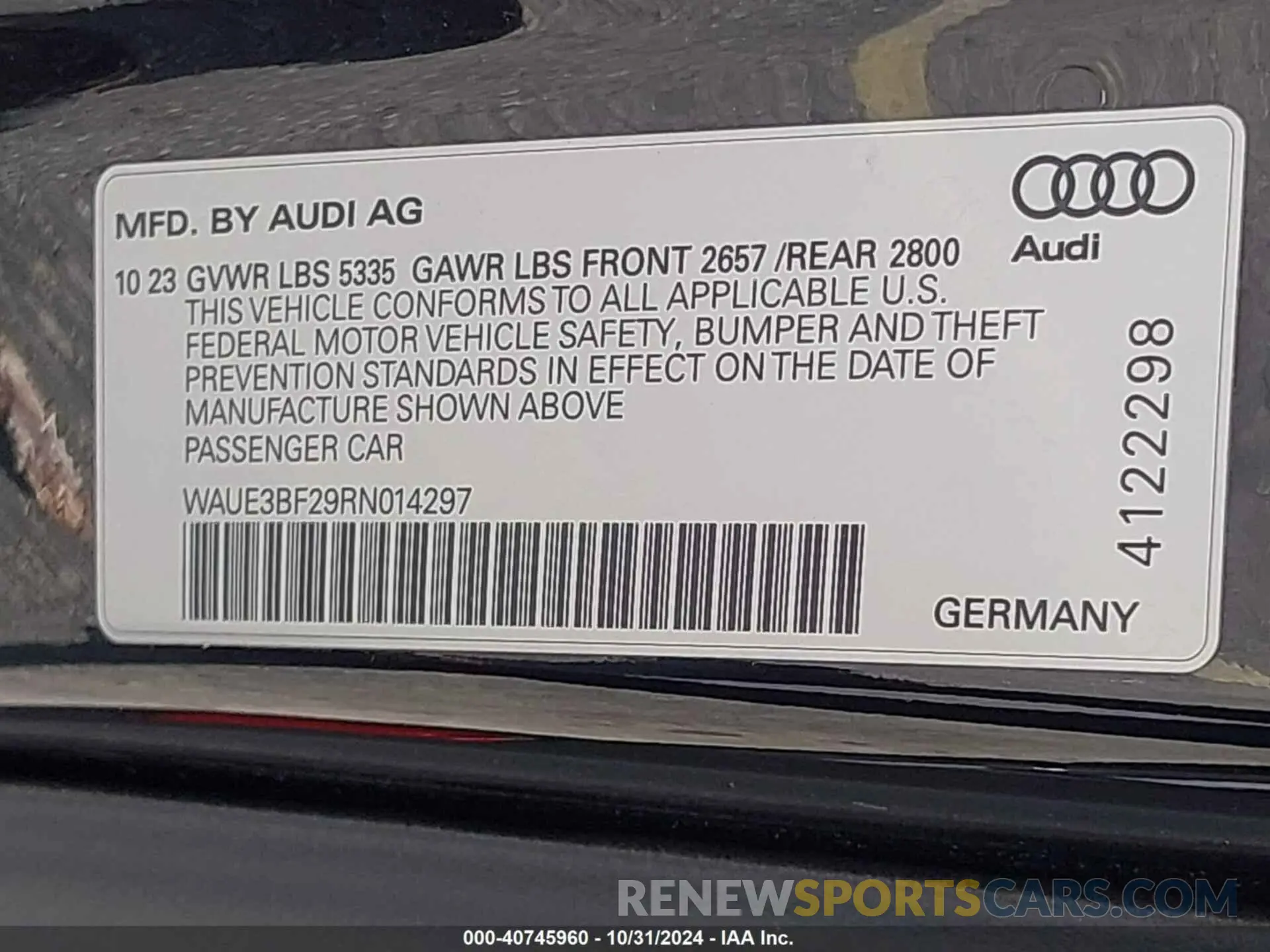 9 Photograph of a damaged car WAUE3BF29RN014297 AUDI A6 SEDAN 2024