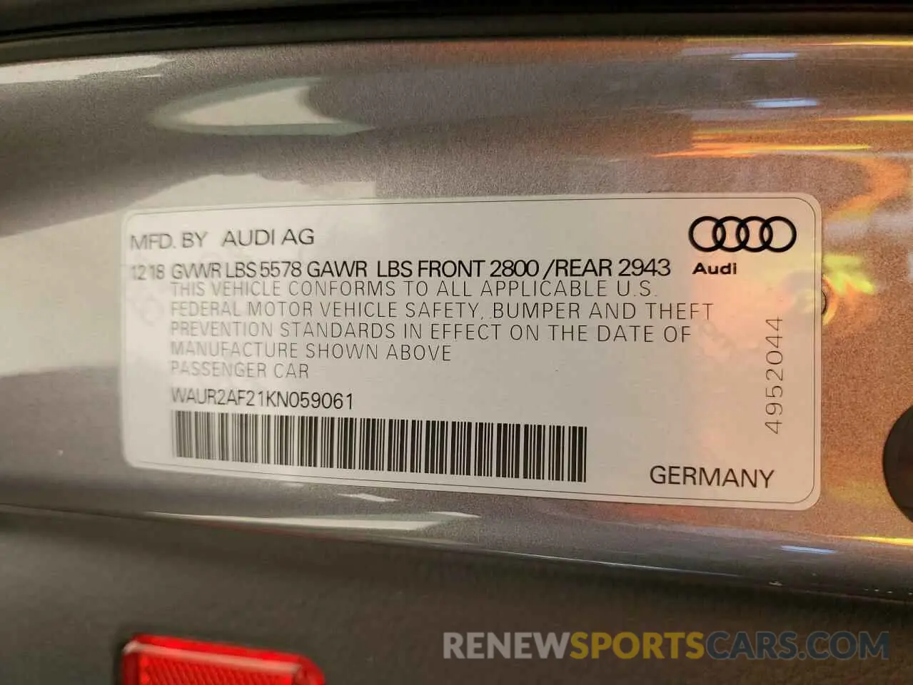 12 Photograph of a damaged car WAUR2AF21KN059061 AUDI A7 2019