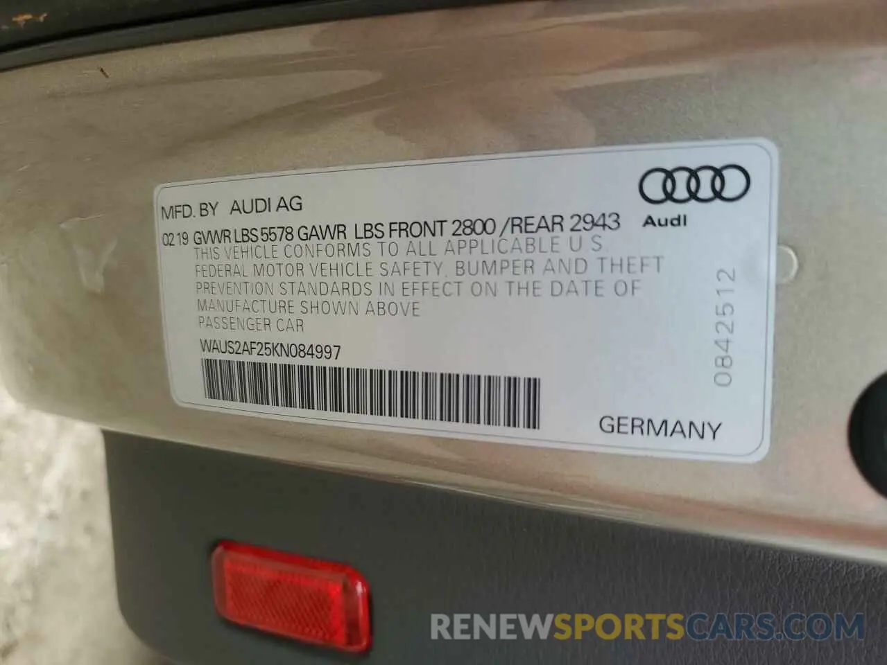 12 Photograph of a damaged car WAUS2AF25KN084997 AUDI A7 2019