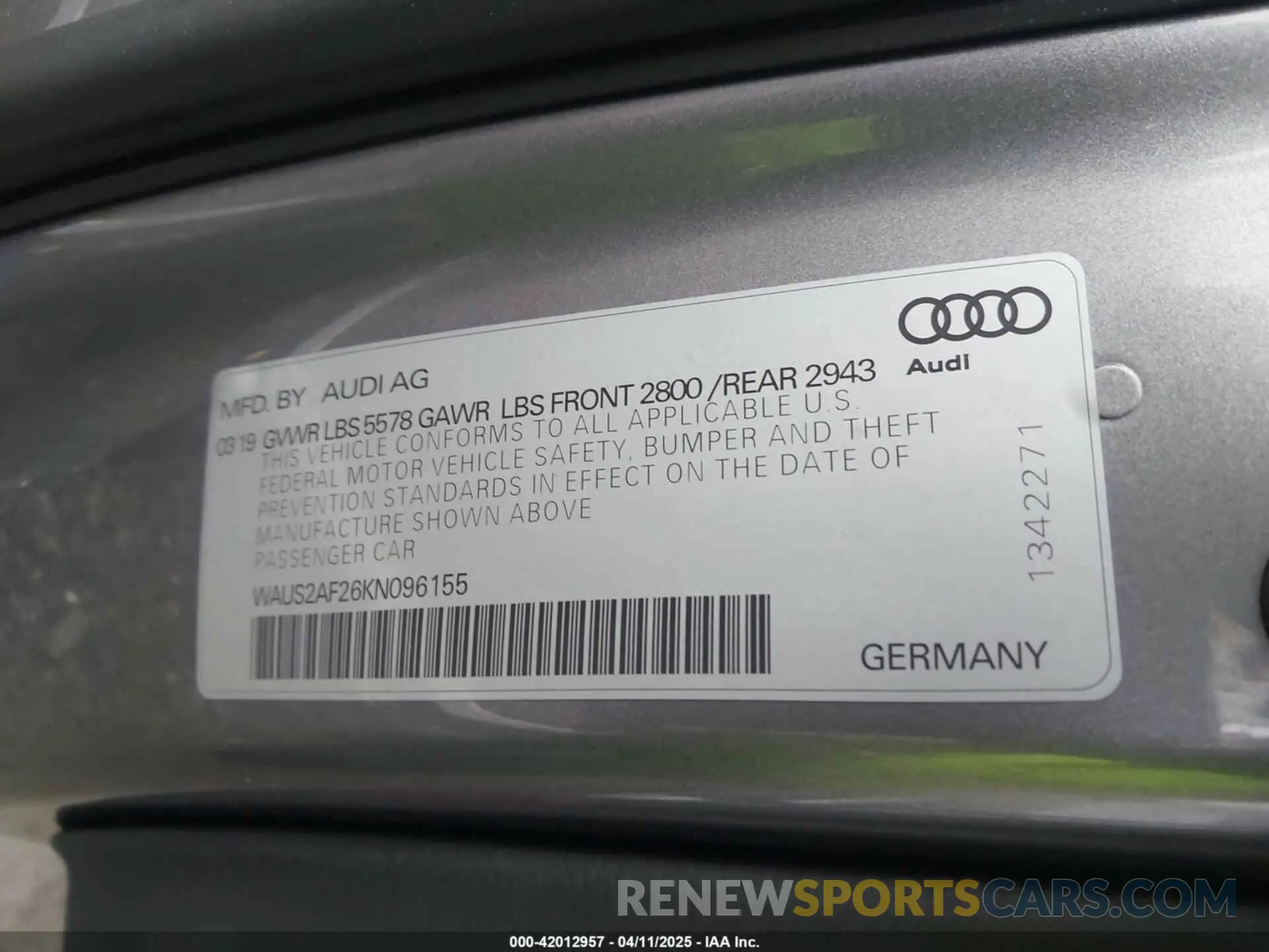 9 Photograph of a damaged car WAUS2AF26KN096155 AUDI A7 2019